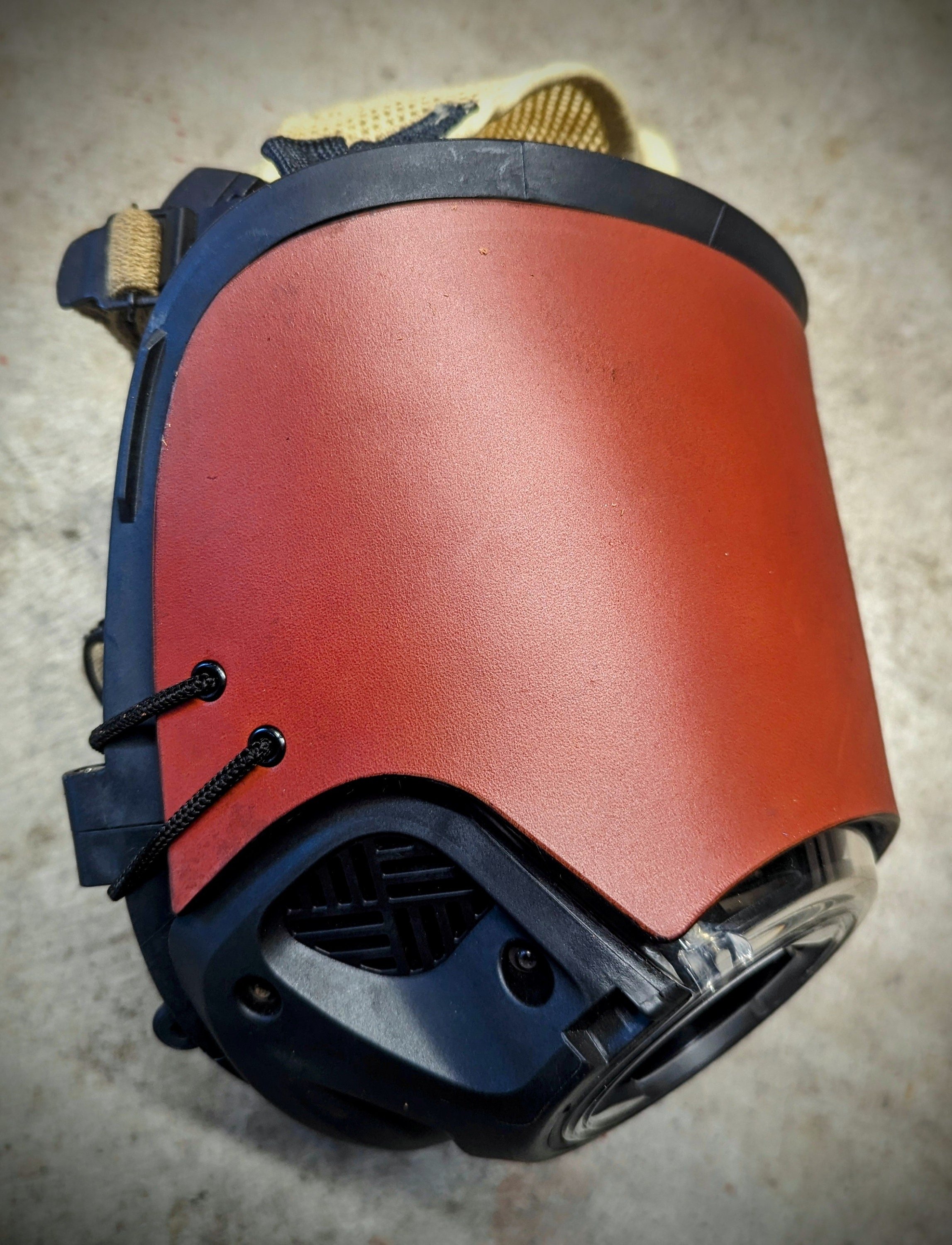 Personalizable Firefighter SCBA Leather Mask Cover/ Blackout Mask without a backstrap for Scott C5 Mask (hazelnut/brown)