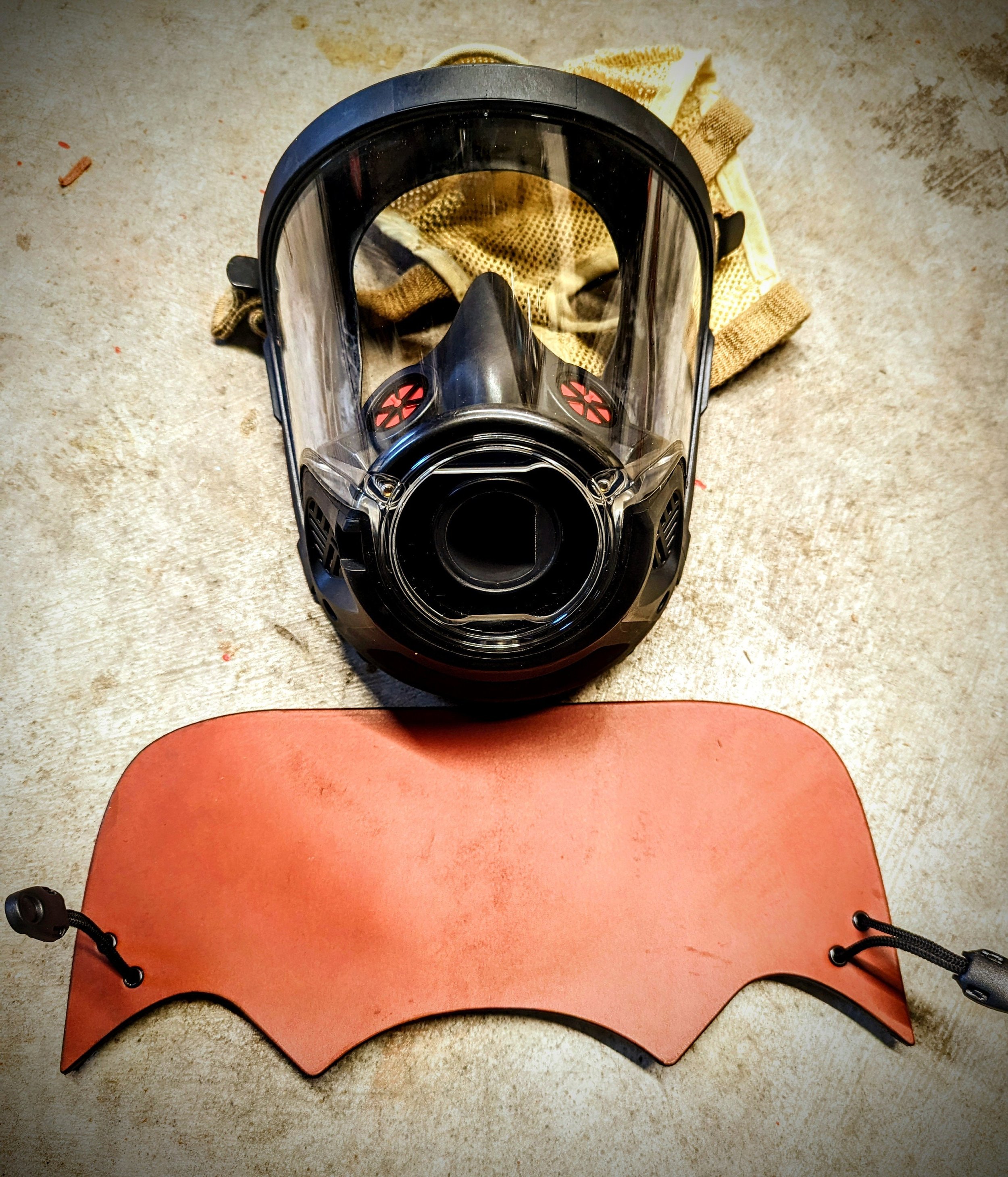 Personalizable Firefighter SCBA Leather Mask Cover/ Blackout Mask without a backstrap for Scott C5 Mask (hazelnut/brown)