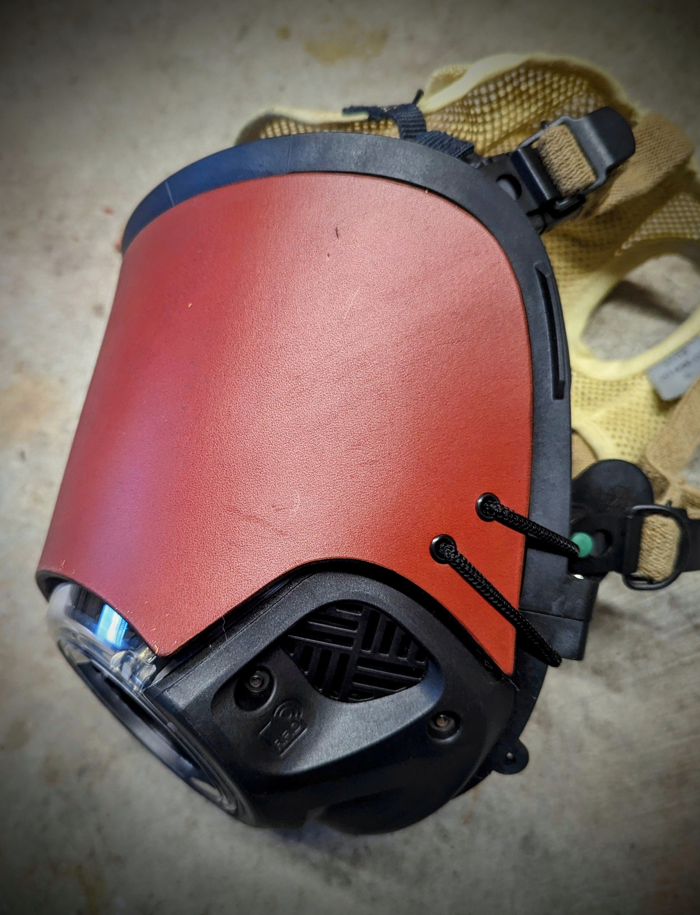 Personalizable Firefighter SCBA Leather Mask Cover/ Blackout Mask without a backstrap for Scott C5 Mask (hazelnut/brown)