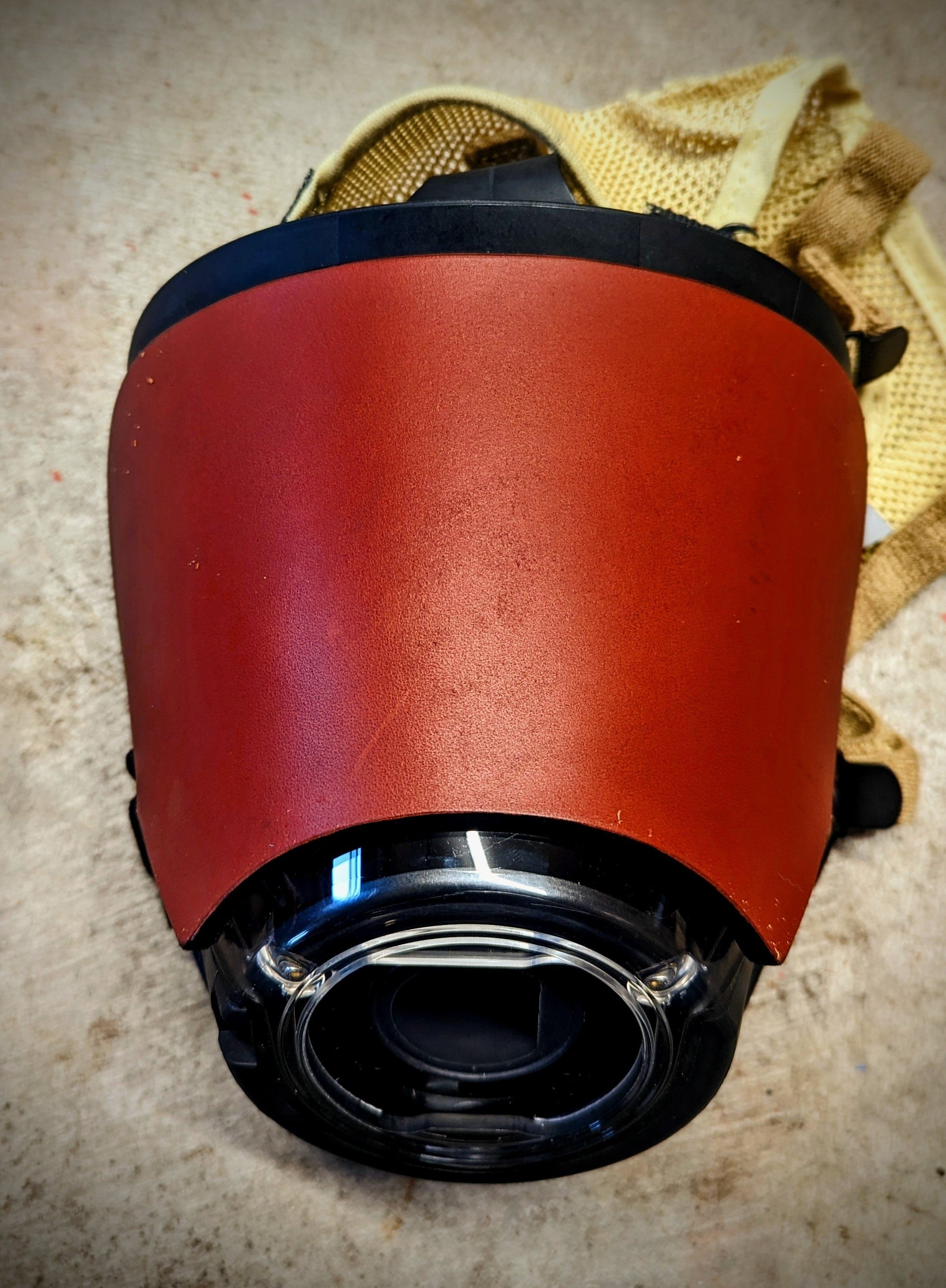 Personalizable Firefighter SCBA Leather Mask Cover/ Blackout Mask without a backstrap for Scott C5 Mask (hazelnut/brown)