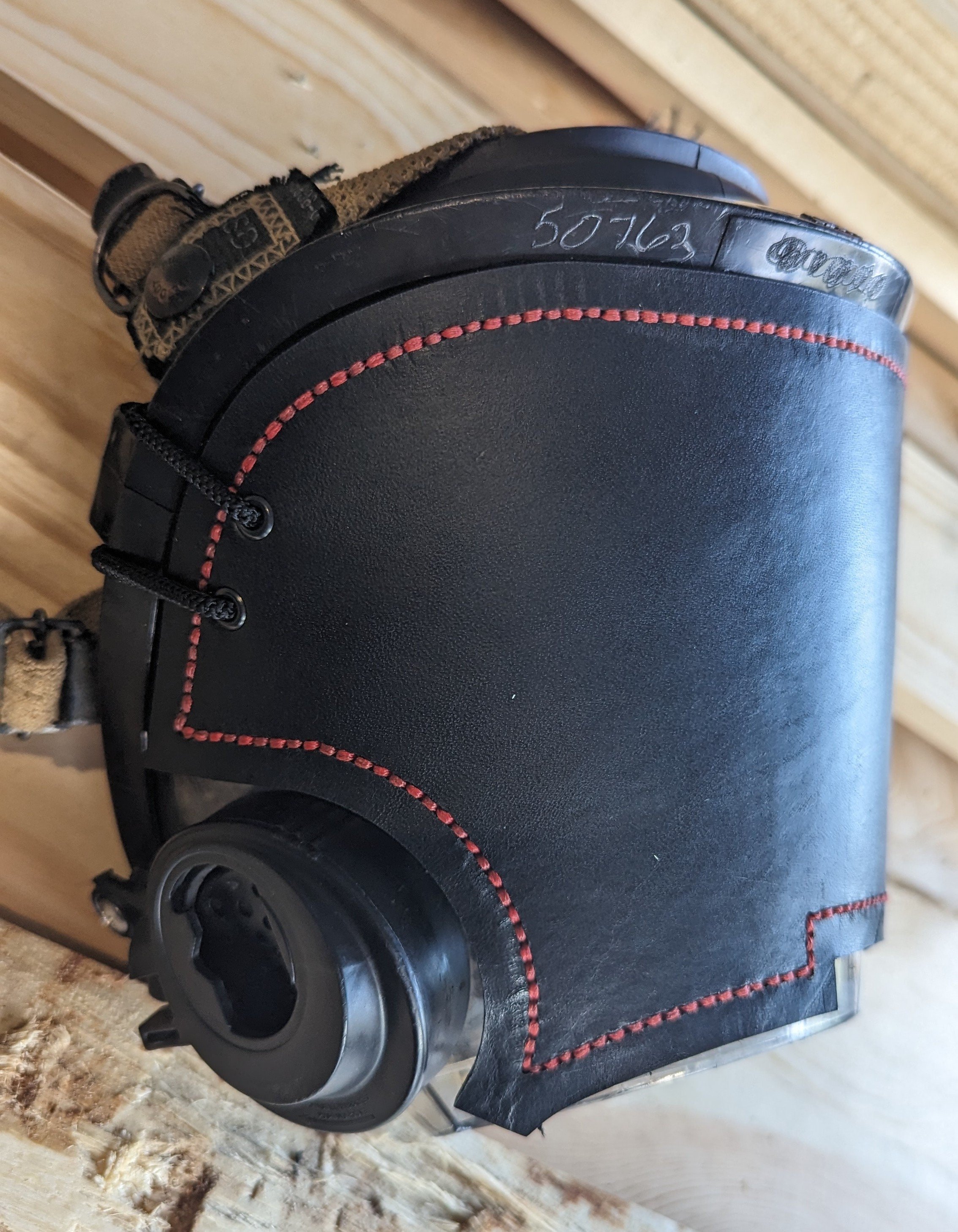 Personalized Firefighter SCBA Leather Mask Cover/ Blackout Mask without a backstrap for Scott AV-3000 Mask (black)