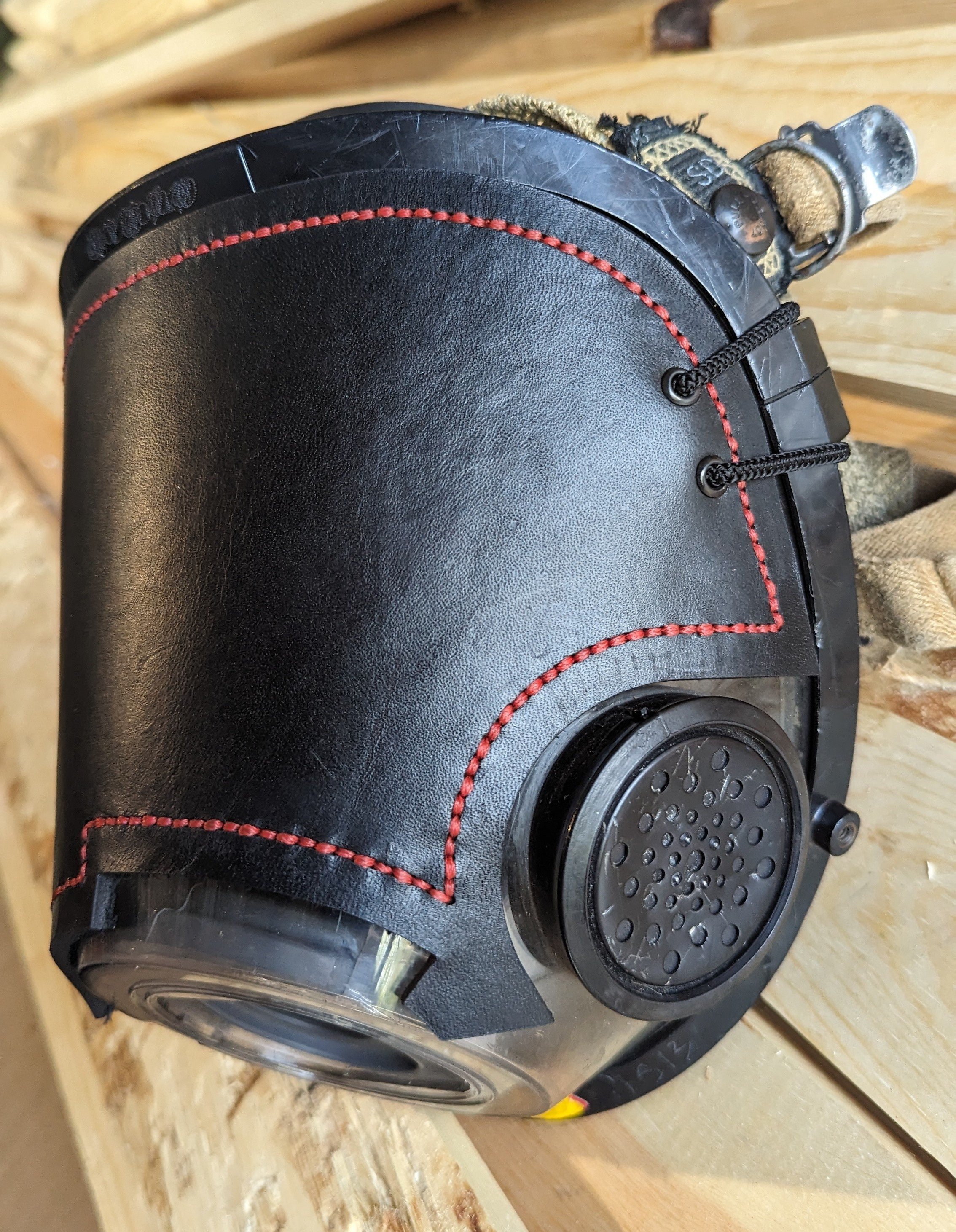 Personalized Firefighter SCBA Leather Mask Cover/ Blackout Mask without a backstrap for Scott AV-3000 Mask (black)