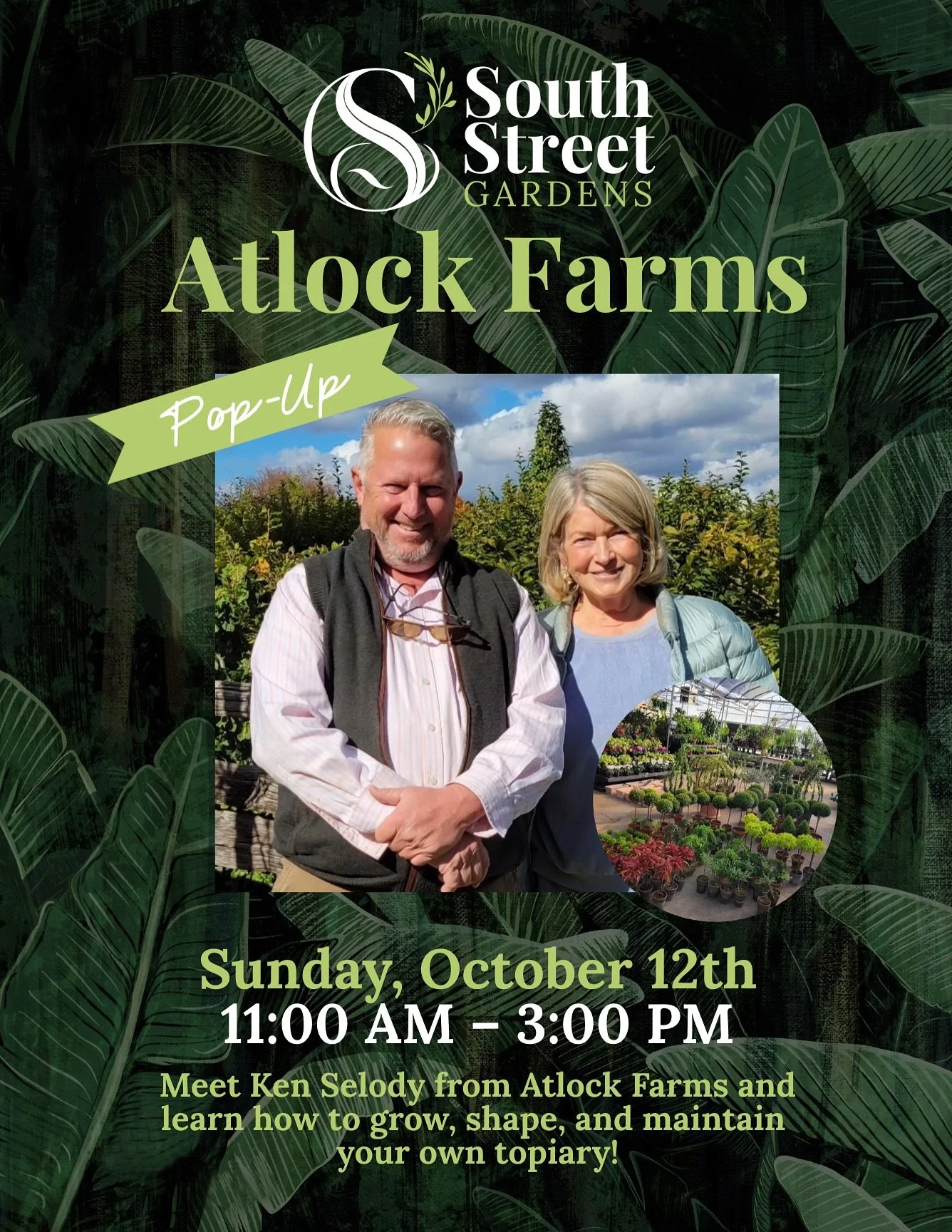 Look who&rsquo;s coming to South Street Gardens this Sunday&hellip; 👀🌿 No&hellip; not Martha Stewart &mdash;Ken Selody from Atlock Farms!

📅 Sunday, October 12th 🕚 11:00 AM &ndash; 3:00 PM 📍 South Street Gardens | 383 South St, Morristown, NJ

J