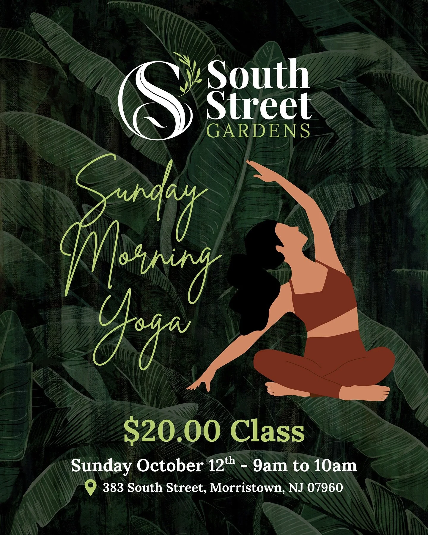 🧘&zwj;♀️ Sunday Morning Yoga at South Street Gardens 🌿 Start your Sunday centered and refreshed with a peaceful yoga session surrounded by the beauty of the gardens. 

This one-hour class focuses on breath, balance, and finding space in both body a