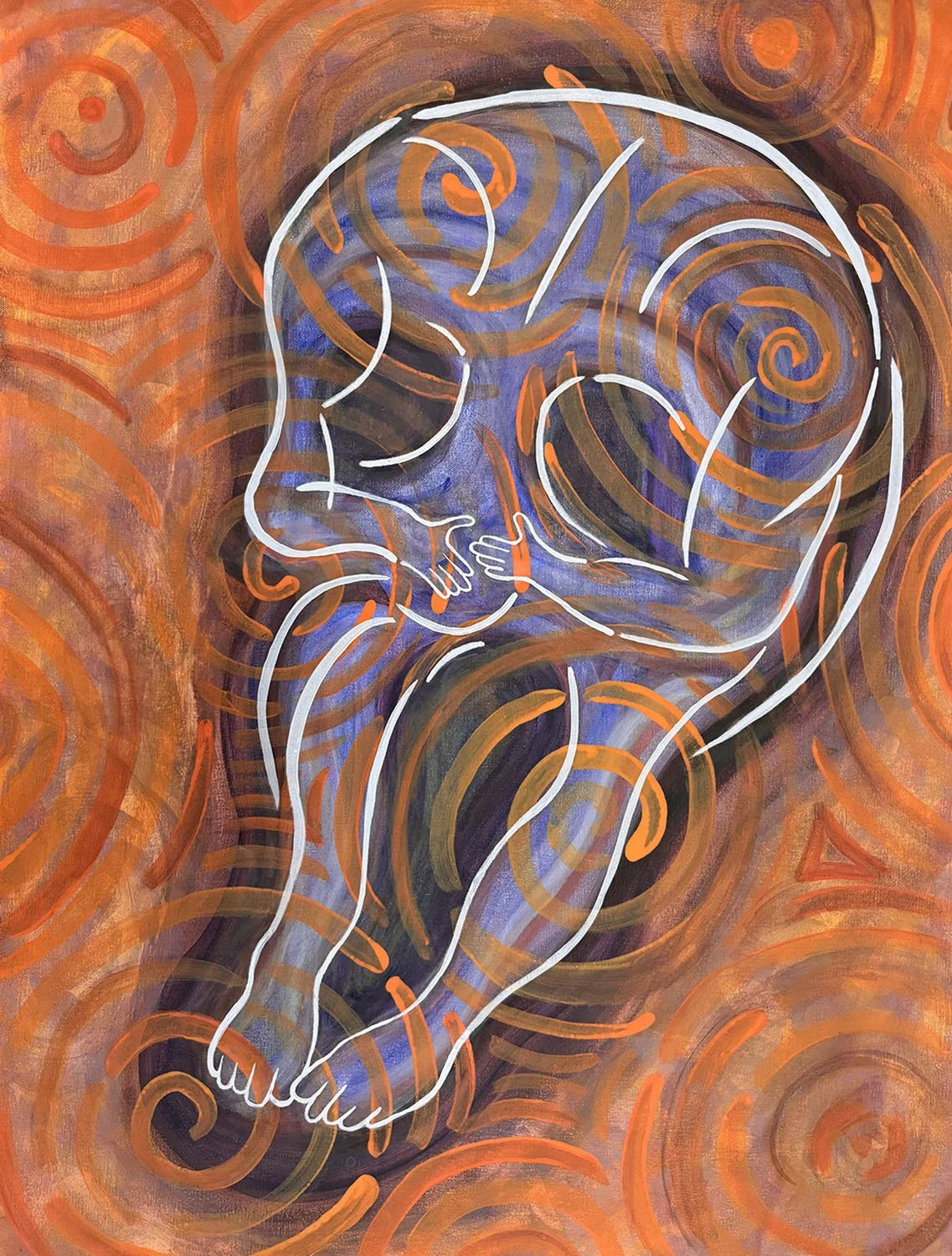 Spiraling.
Acrylic on canvas.
2024.
24 by 32 inches.
