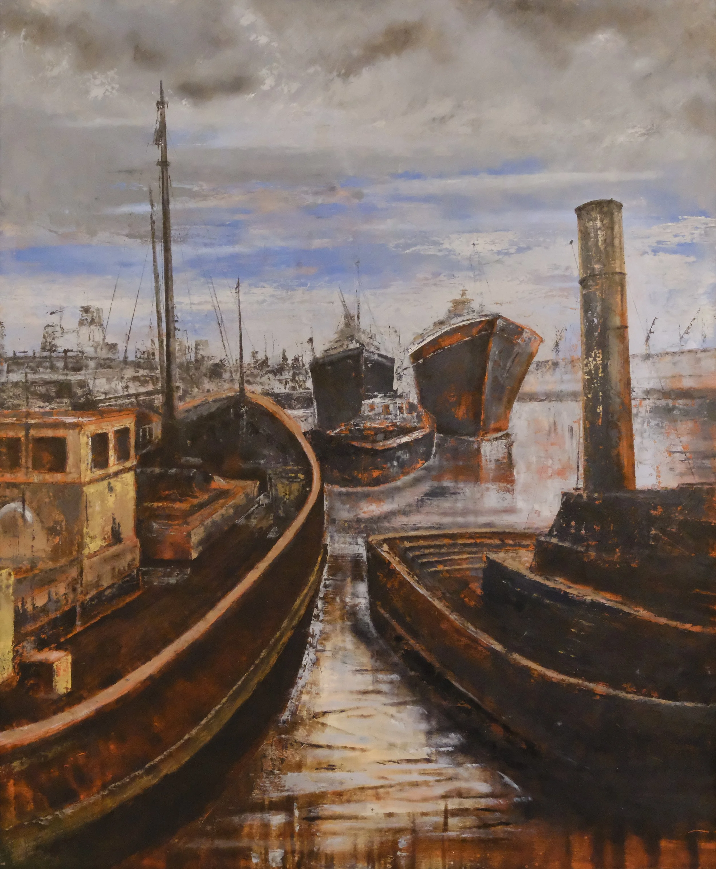 St. Andrew's Fish Dock, Hull, Circa 1953, 70x82cm, For Sale