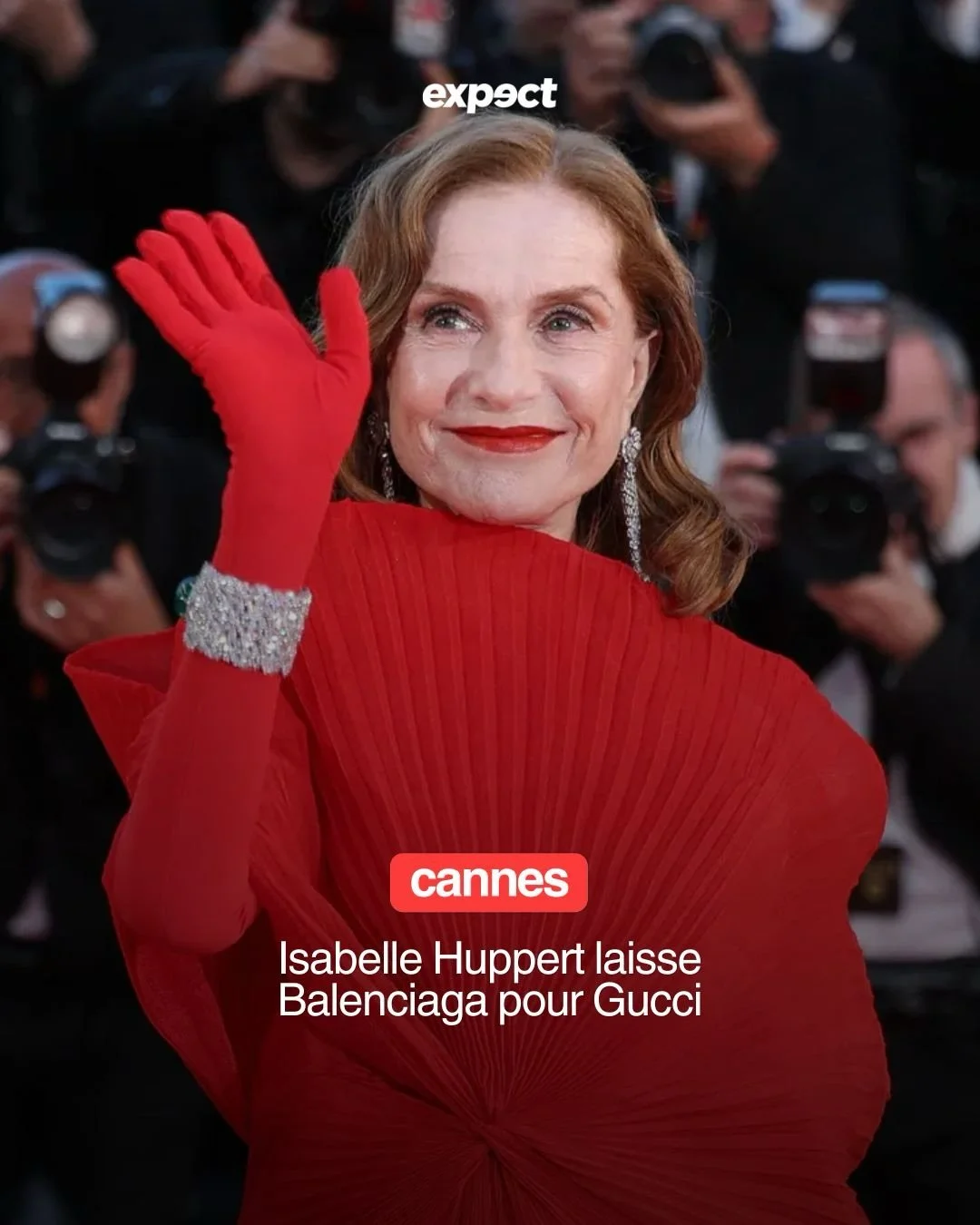 Queen 👠❤️ @isabelle.huppert maintenant chez Gucci &mdash; toujours avec Demna 💄#festivaledecannes2026 #isabellehuppert #gucci