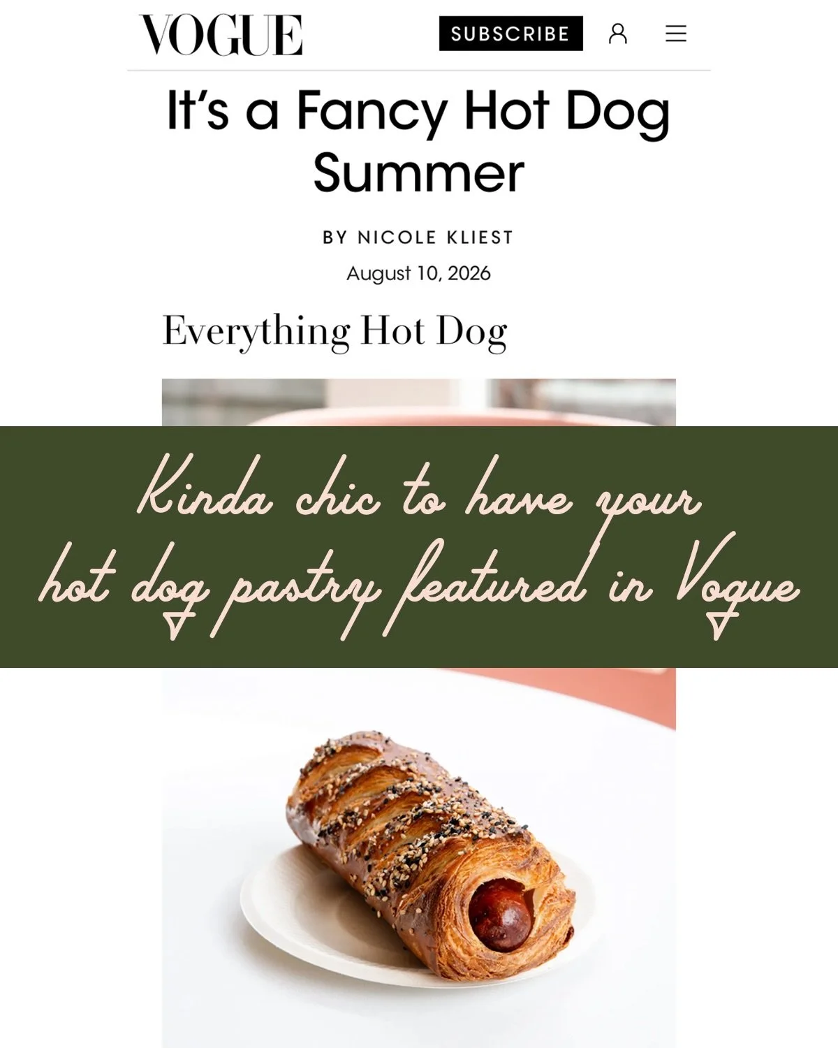 I don&rsquo;t want to name names but I 100% will dish in this situation. Our Bovine in a Blanket made it into Vogue!!!! True story. Our collaboration with @5thquartervt rendered a really lovely hot dog that&rsquo;s made in Vermont with Vermont ingred