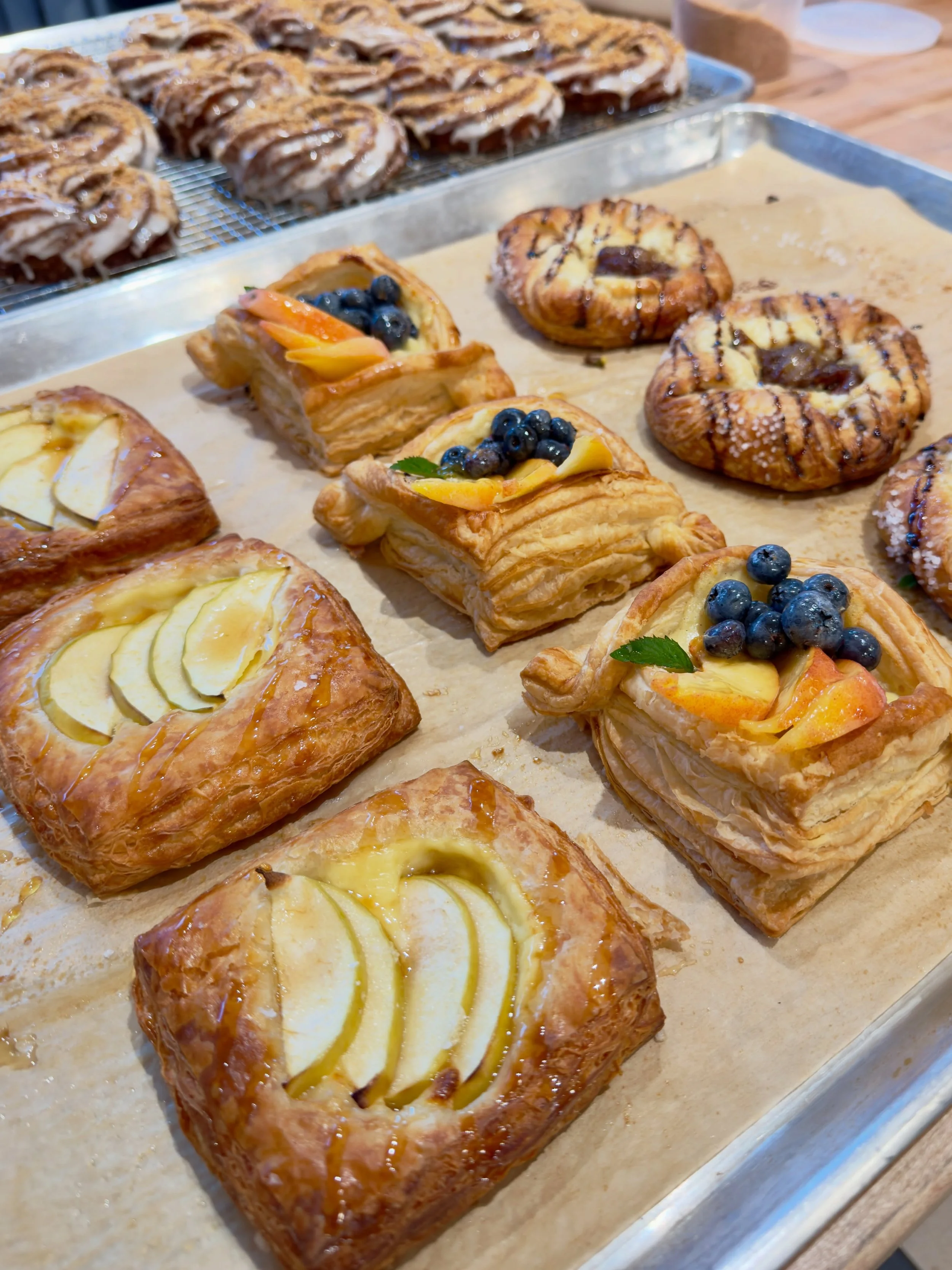 When you get blueberries from The Green Mountain Orchards in Putney, VT and your peaches from Clay Hill Corners in Hartland, VT you must make a special danish. I don&rsquo;t make the rules, simply following them. Presenting our blueberries + peach le
