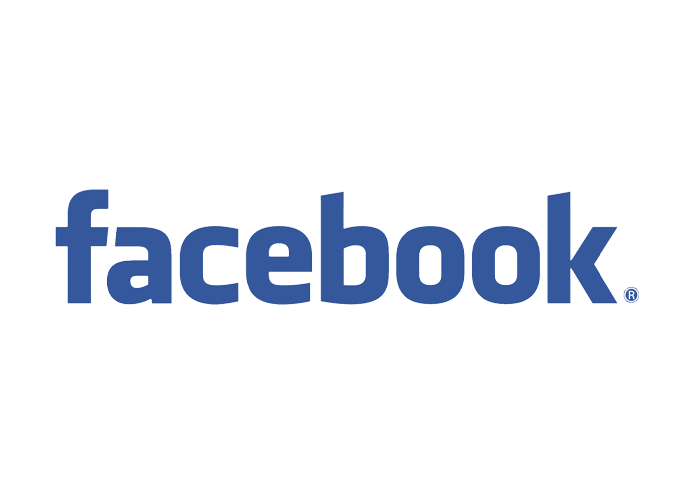 Facebook logo in blue text on a white background.