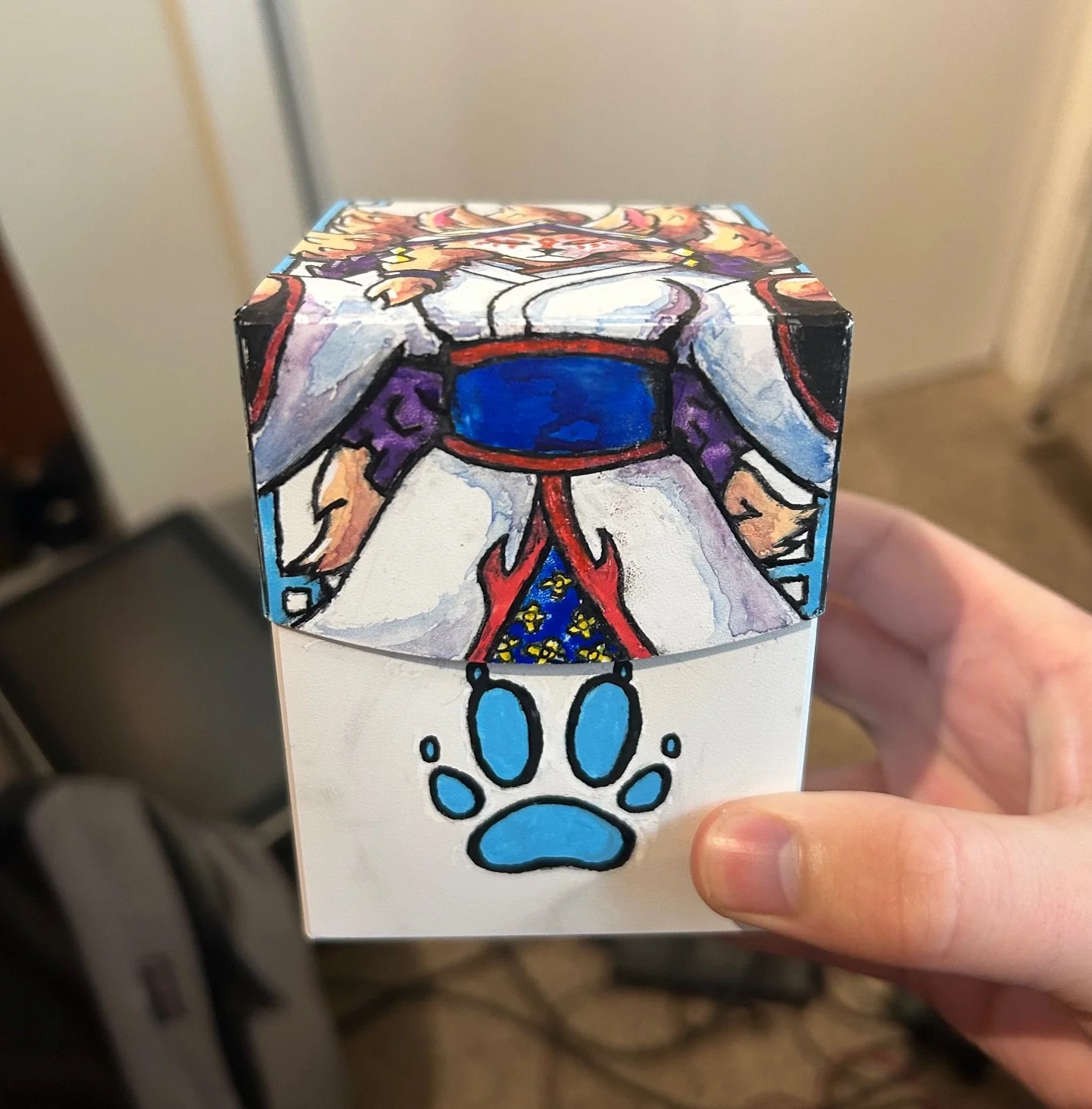 A custom painted deck box for the card game Magic the Gathering.