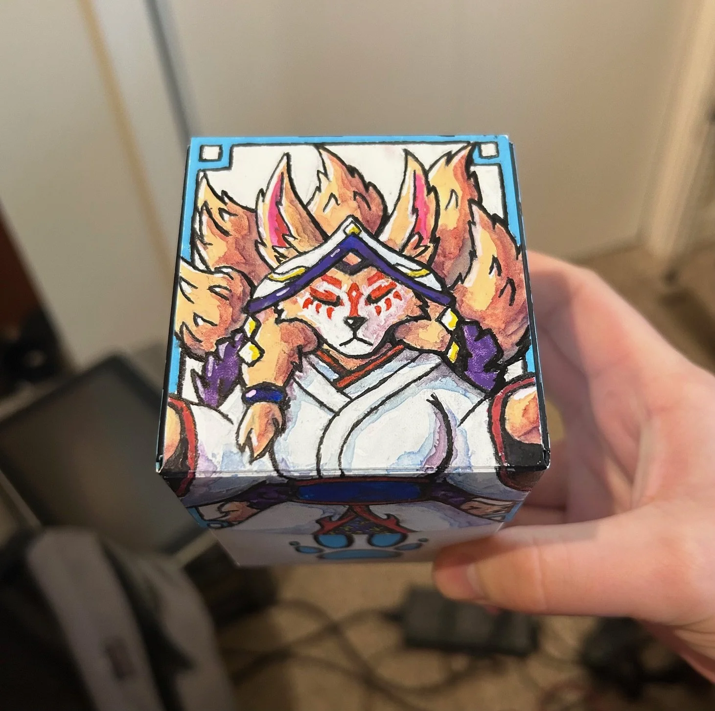 A custom painted deck box for the card game Magic the Gathering.