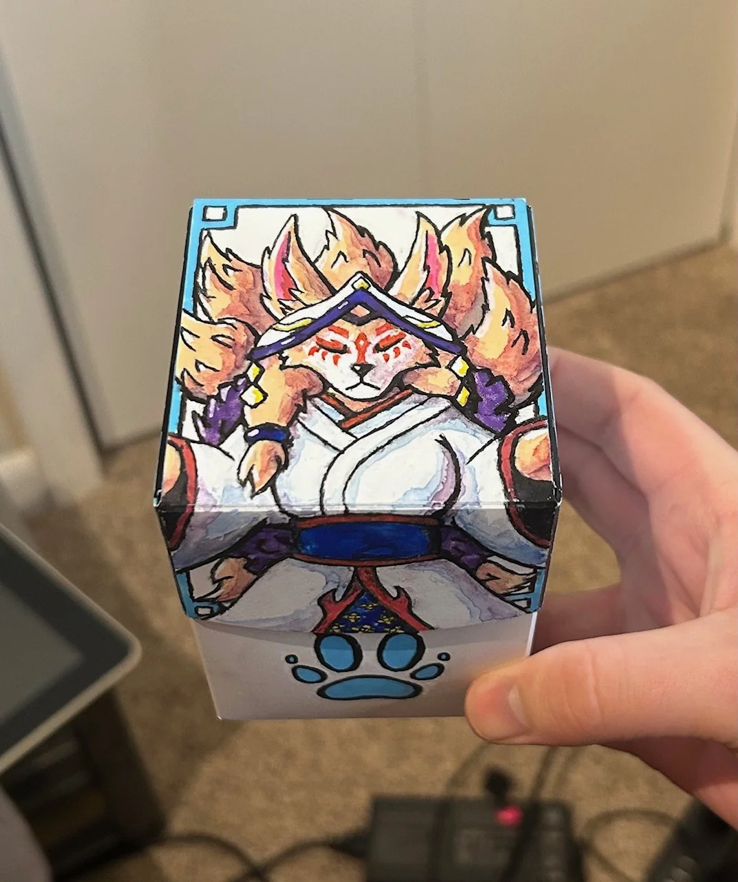 A custom painted deck box for the card game Magic the Gathering.