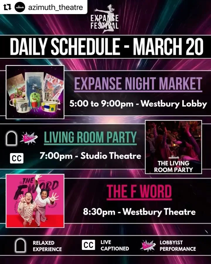 EXPANSE FESTIVAL MARCH 20 - 29 at the FRINGE THEATRE ARTS BARNS

#Repost @azimuth_theatre with @use.repost
・・・
🎉Opening Day is finally here!🎉⁠
⁠
💫 Across the next 10 days, Expanse will offer immersive works, dynamic performances, and spaces to gat