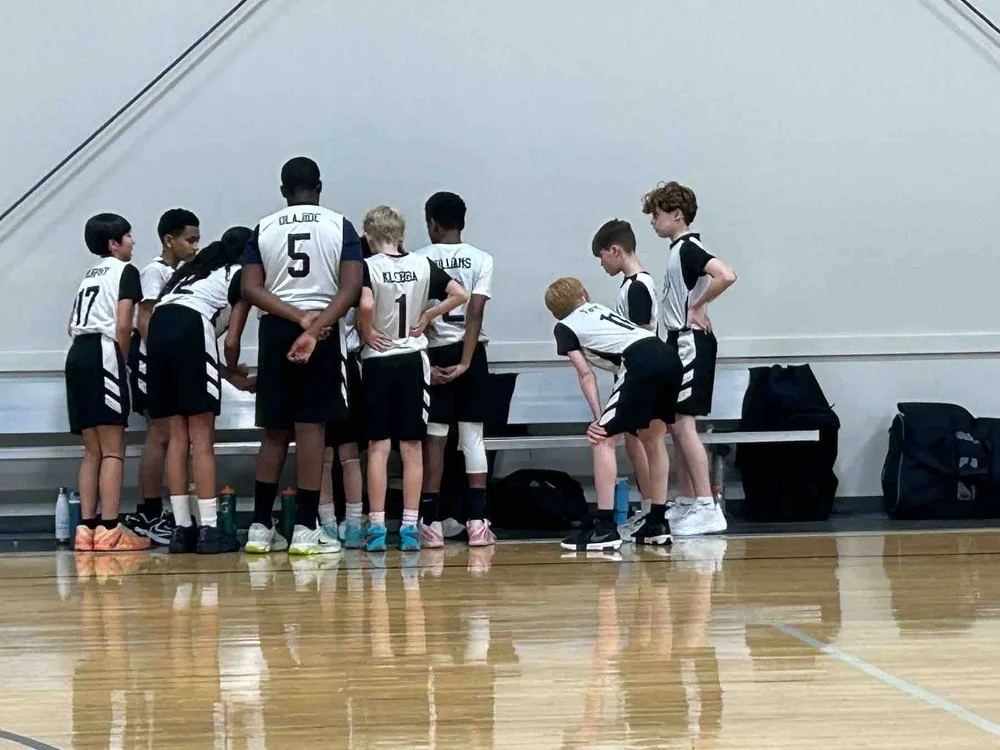 NBA team huddle during game