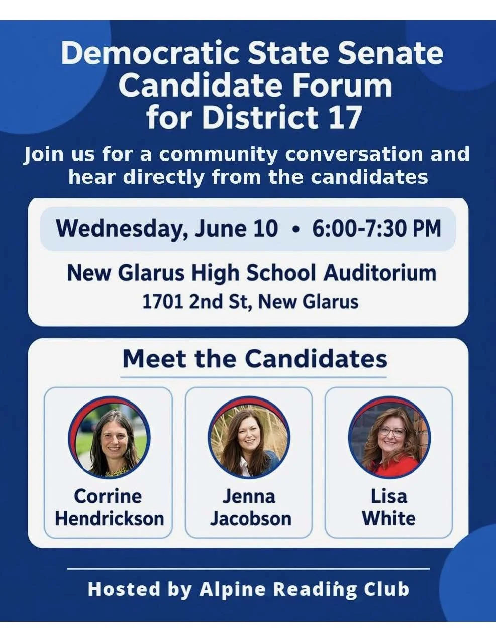 Democratic State Senate Candidate Forum for District 17