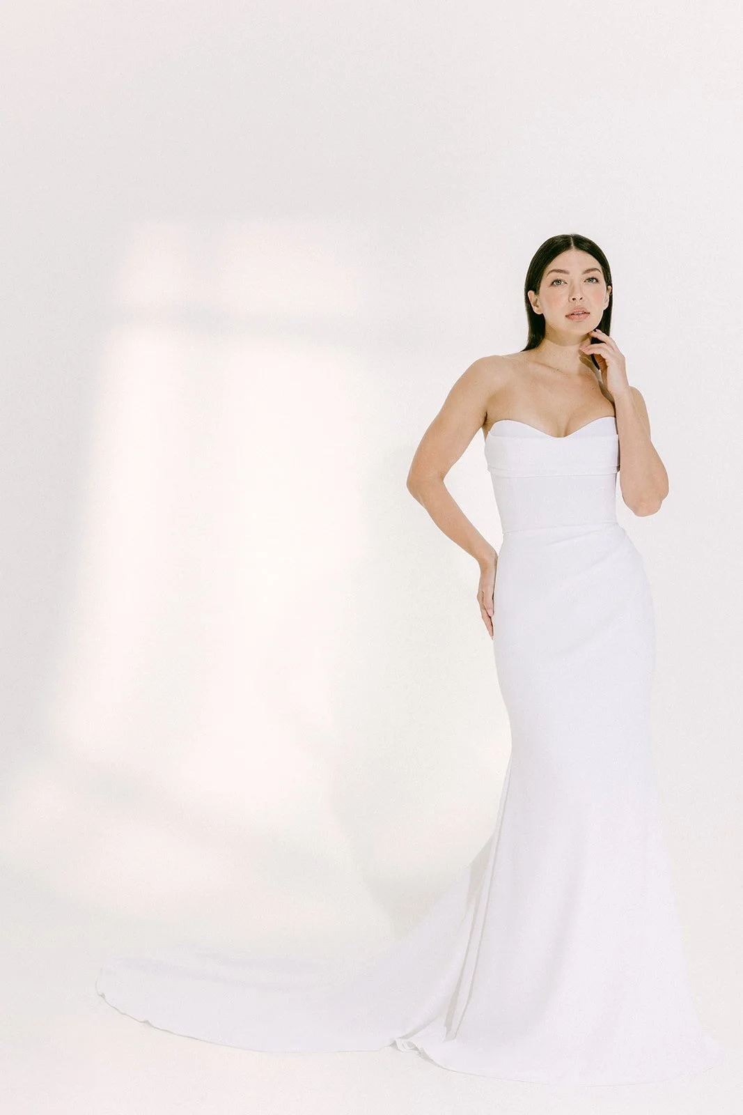 Bride wearing Alyssa Kristin Gemma gown at Lace & Lavender Bridal in San Antonio.