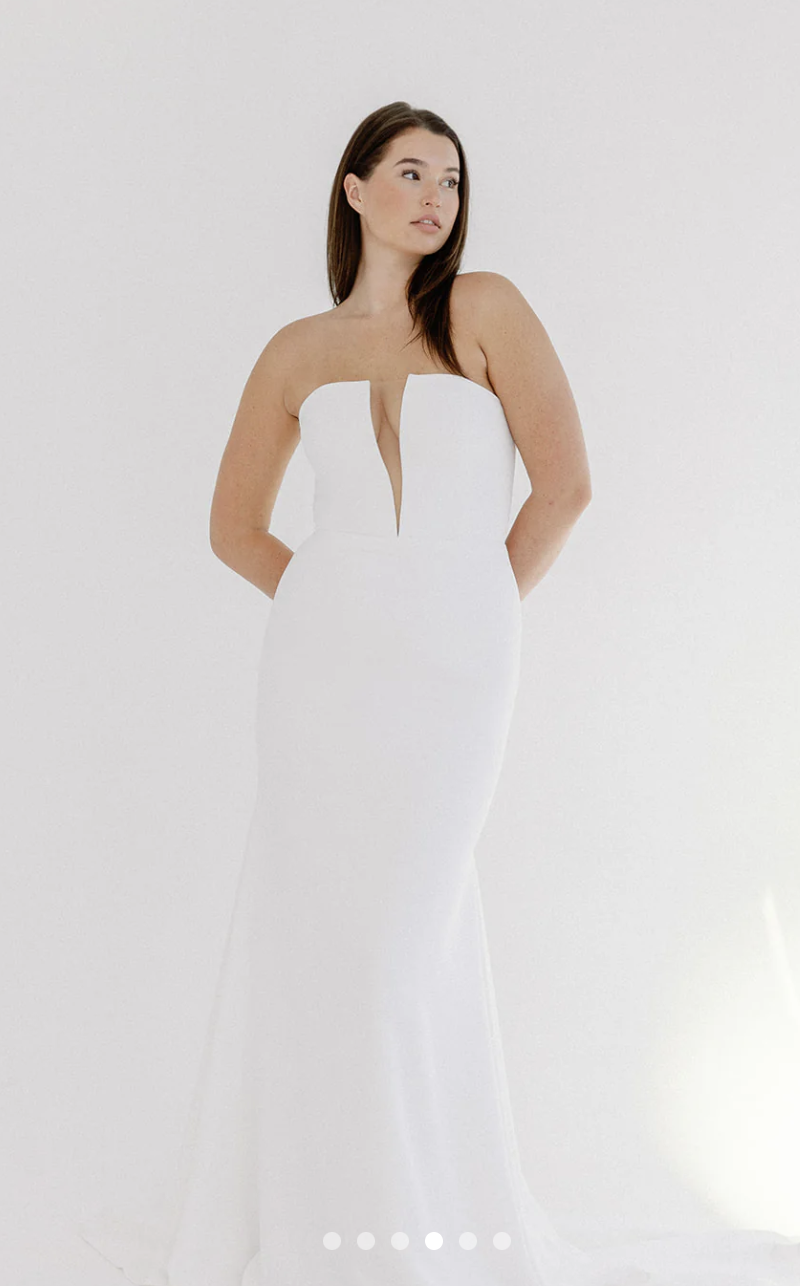 Bride wearing Alyssa Kristin Sloan gown at Lace & Lavender Bridal in San Antonio near Texas Hill Country