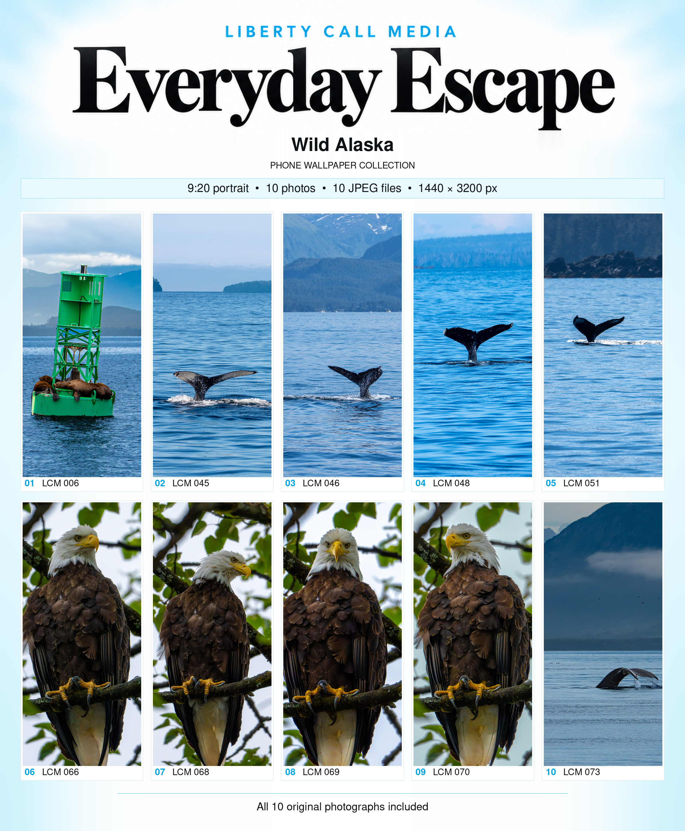 All 10 Wild Alaska phone wallpaper photographs in 9:20 portrait format