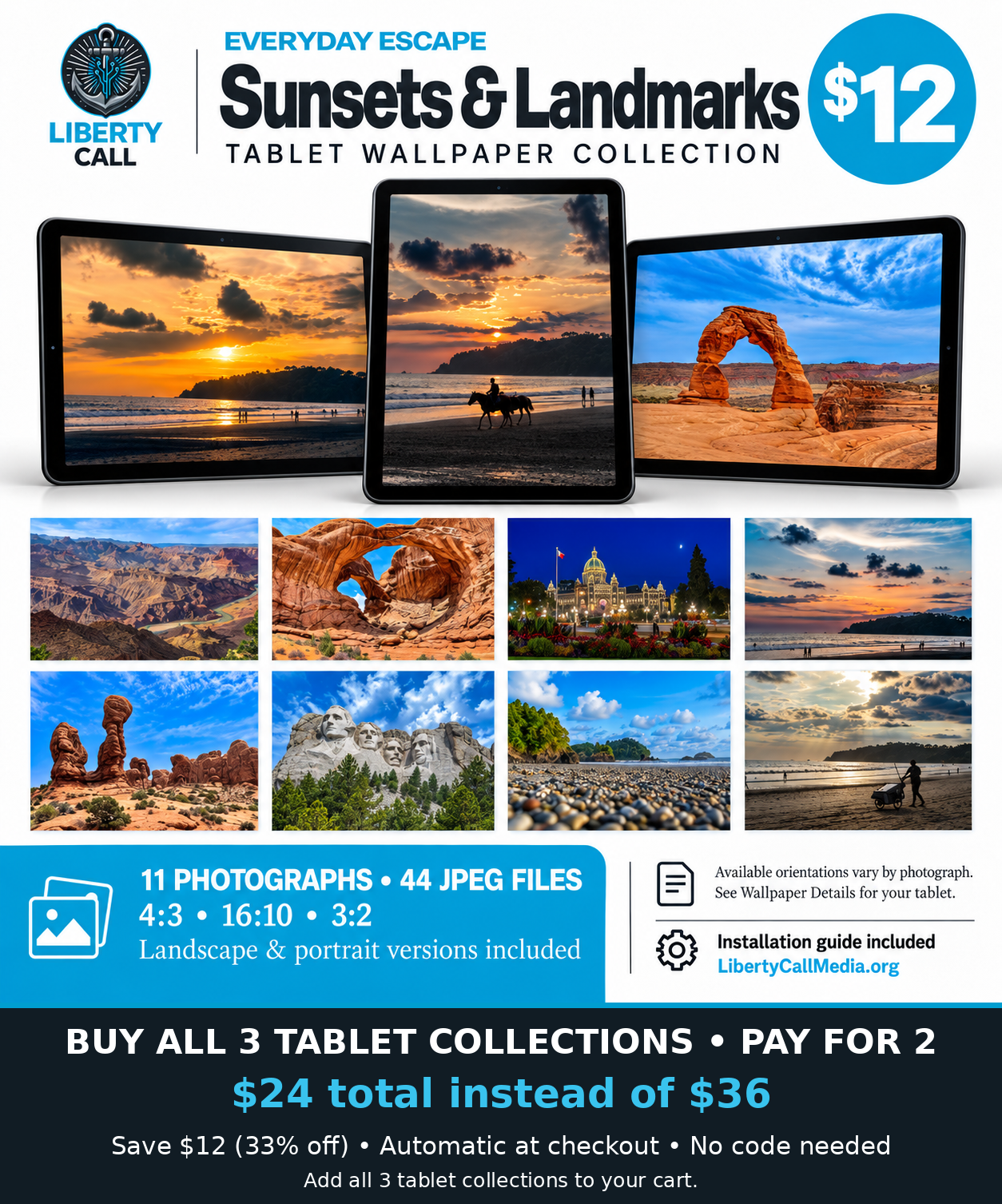 Everyday Escape — Sunsets & Landmarks Tablet Wallpaper Collection