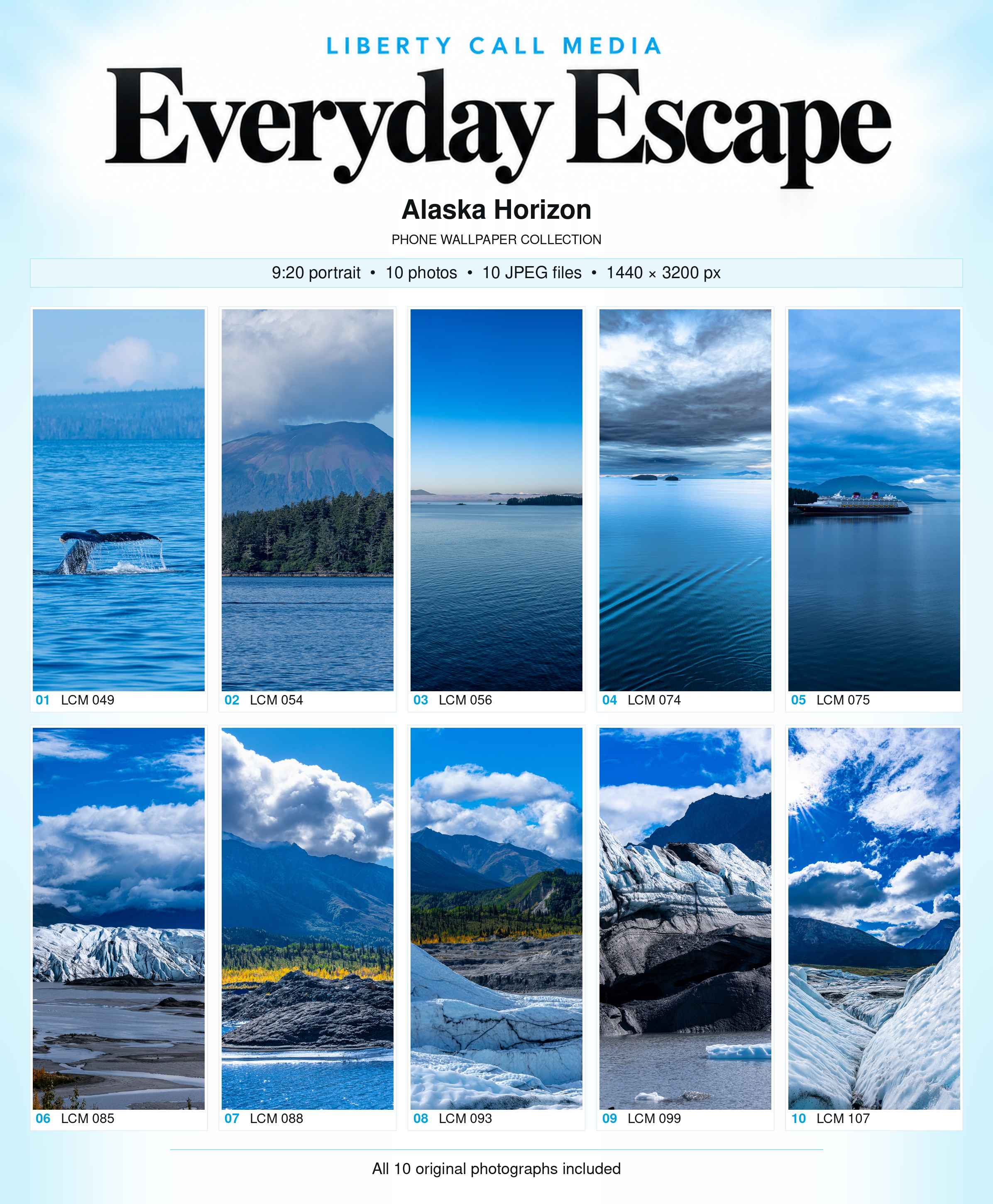 All 10 Alaska Horizon phone wallpaper photographs in 9:20 portrait format