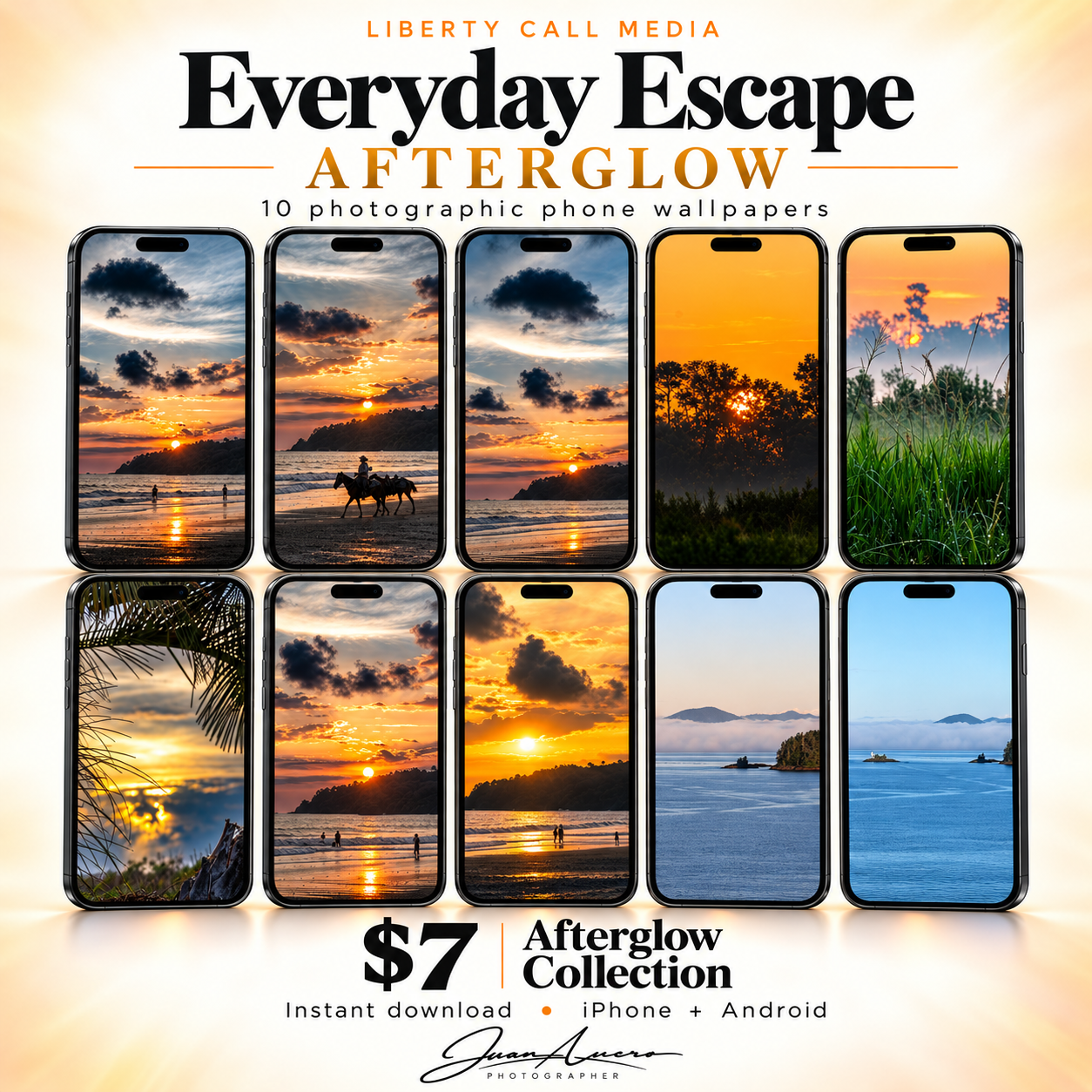 Preview of 10 Afterglow phone wallpapers featuring sunset photography