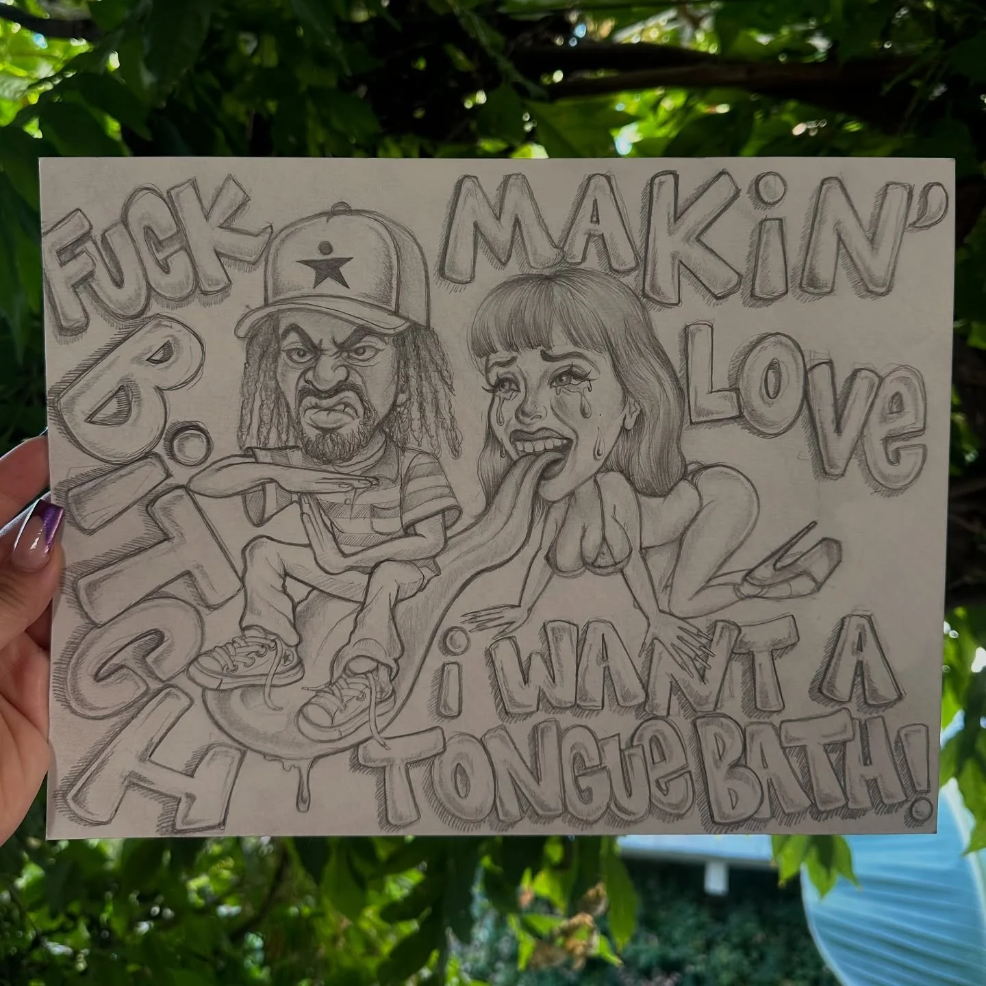 Since &lsquo;84! Don&rsquo;t miss out on this dope ass art show @starchild_archives tomorrow July 5th! 
.
.
.
.
.
.
.
#macdre #macdreday #artshow #drawing #hyphy #tonguebath