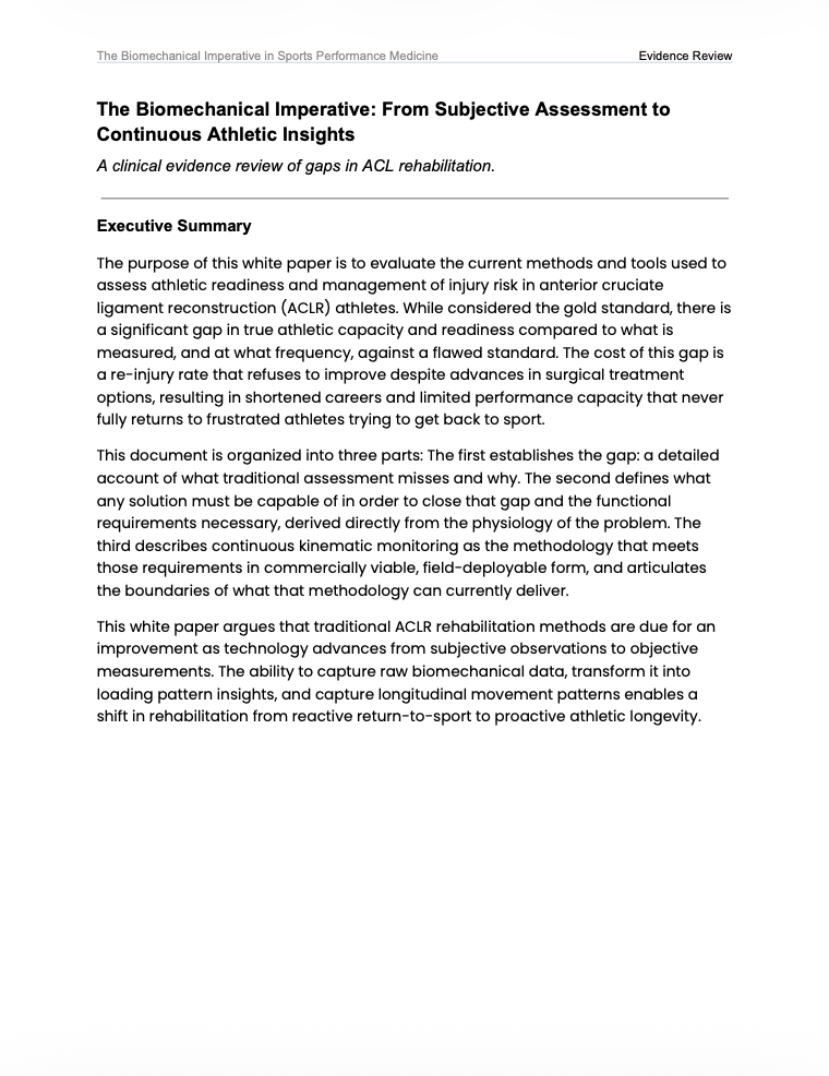 The Biomechanical Imperative: From Subjective Assessment to Continuous Athletic Insights