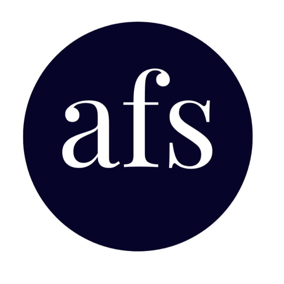 Logo with the lowercase letters 'afs' in white on a dark blue circle background.