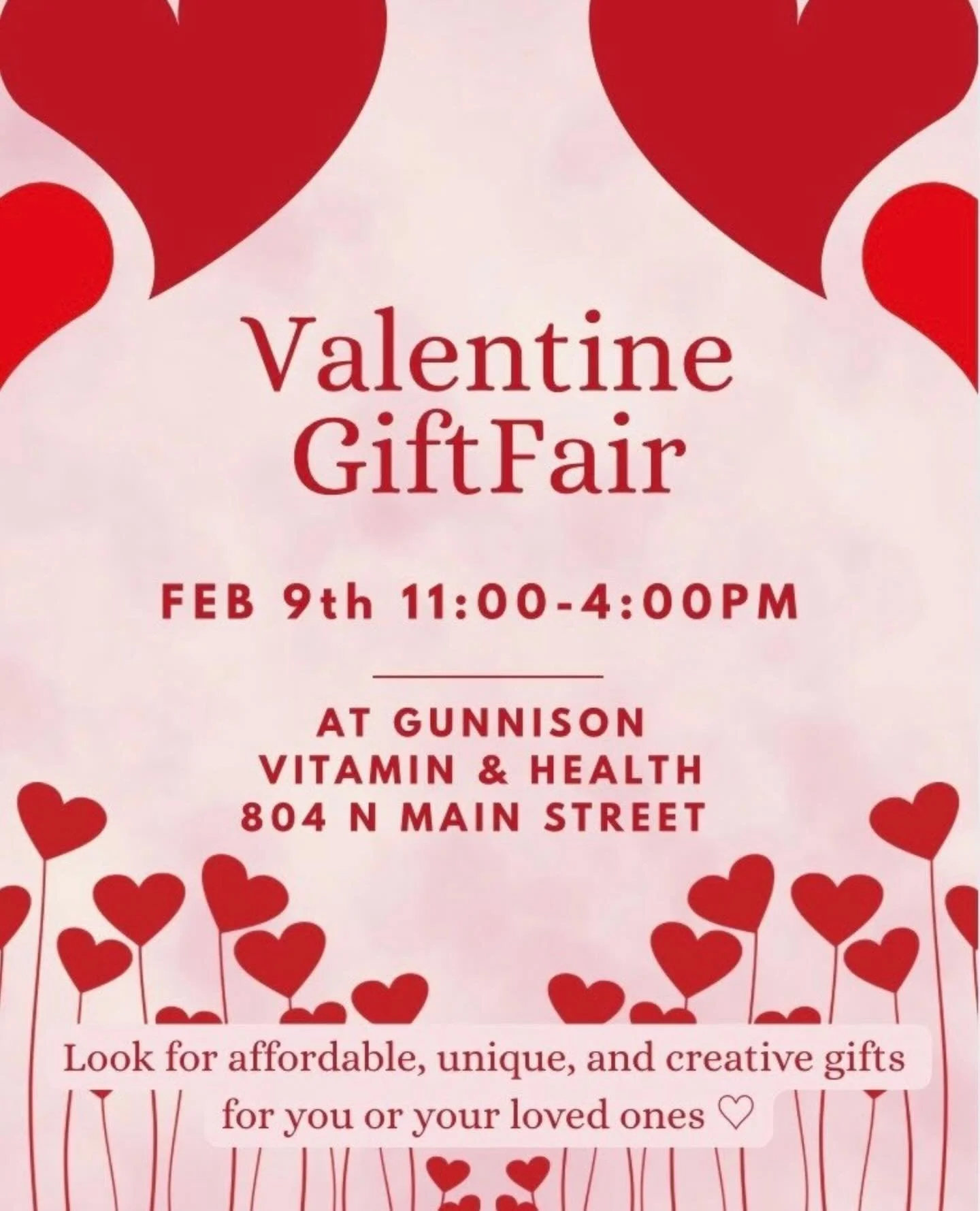 🩷❤️🩷❤️ Join us T O D A Y for a Valentine&rsquo;s Day Gift Fair at @gunnisonvitamin from 11 am - 4 pm! Find locally made goodies for all the loves on your list! 🩷❤️🩷❤️
:
:
#gunnison #colorado #shopmainstreet #shoplocal #gunnisonvitamin gunnisonhea