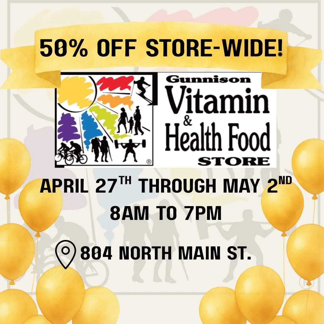 Now offering 50% off ALL PRODUCTS still on our shelves through May 2nd!!! * Excludes Spruce &amp; Ruby seeds and plant starts and Gunni Gal Greens. * Stock up on pantry staples, bulk herbs &amp; spices, cleaning supplies and supplements!!! This is ou