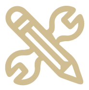 Icon of a pencil and wrench crossed, representing tools or repair.