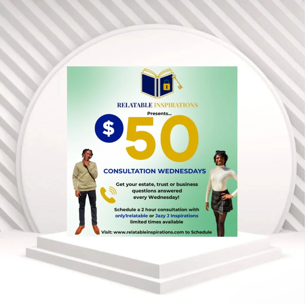 $50 Consultation WEDNESDAYS (UP TO 2 Hours)