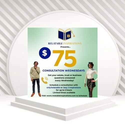 $75 Consultation WEDNESDAYS (UP TO 2 Hours)