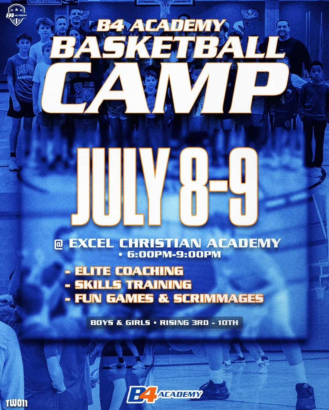 B4 Academy Basketball Camp 🏀

Come train with elite coaches, sharpen skills through focused drills, and compete in fun games and scrimmages. A complete camp experience built for real development, hard work, and taking your game to the next level for