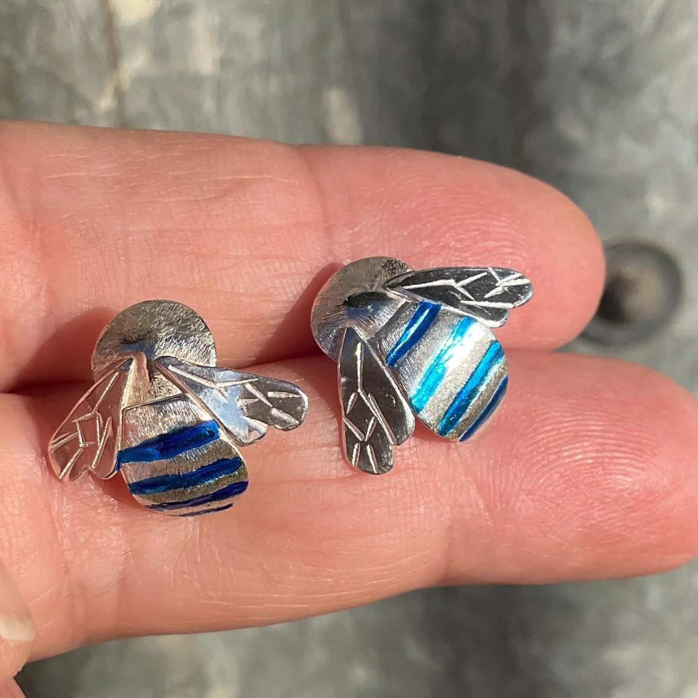 Blue-Banded Bee Studs