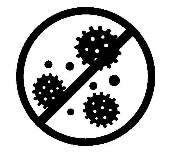 Antibacterial symbol with crossed-out germs