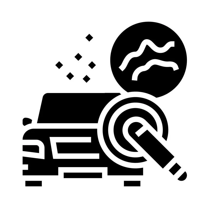 Icon of car paint inspection with magnifying glass