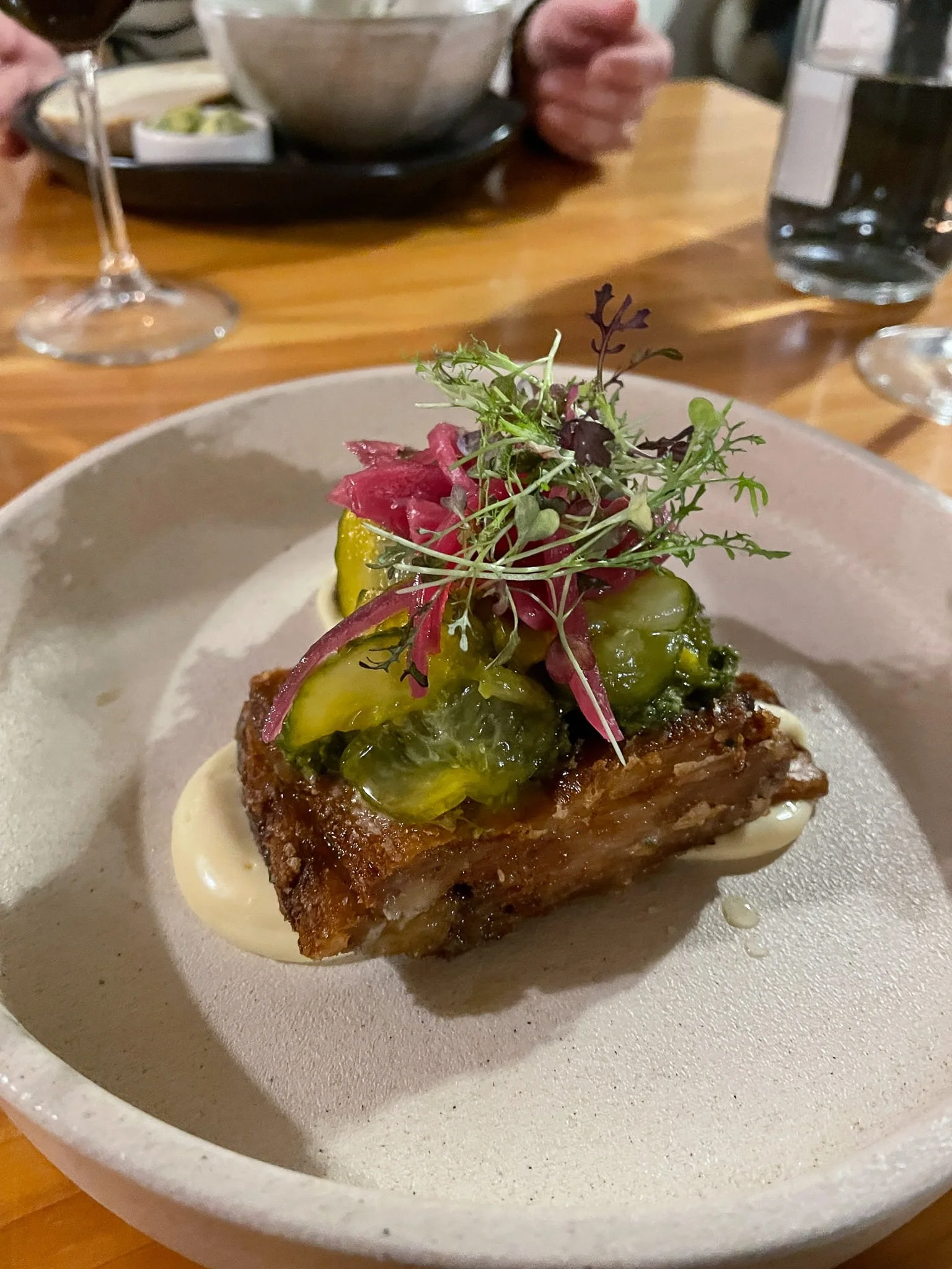 Plated dish at Pio Pio restaurant, Milford Sound Lodge