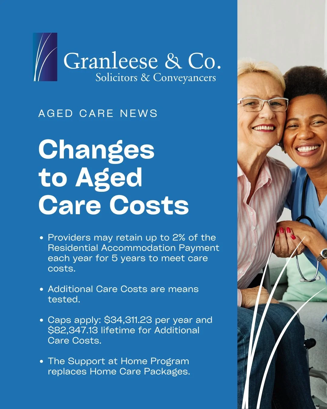 Do you have a loved one in aged care? Thinking about moving into an aged care facility? Make sure you are aware of the upcoming changes to aged care costs. 

#granleeseandco #stayuptodate #agedcare #temora #riverinansw