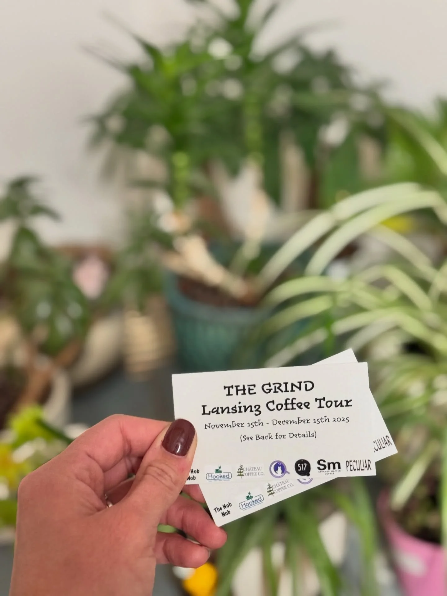 The Grind Coffee Tour is officially underway!! 

If you are interested in touring the coffee shops in Lansing, stop by our cart (or any participating shop) and grab a punch card! Each location will stamp your card and once completed, you&rsquo;ll rec