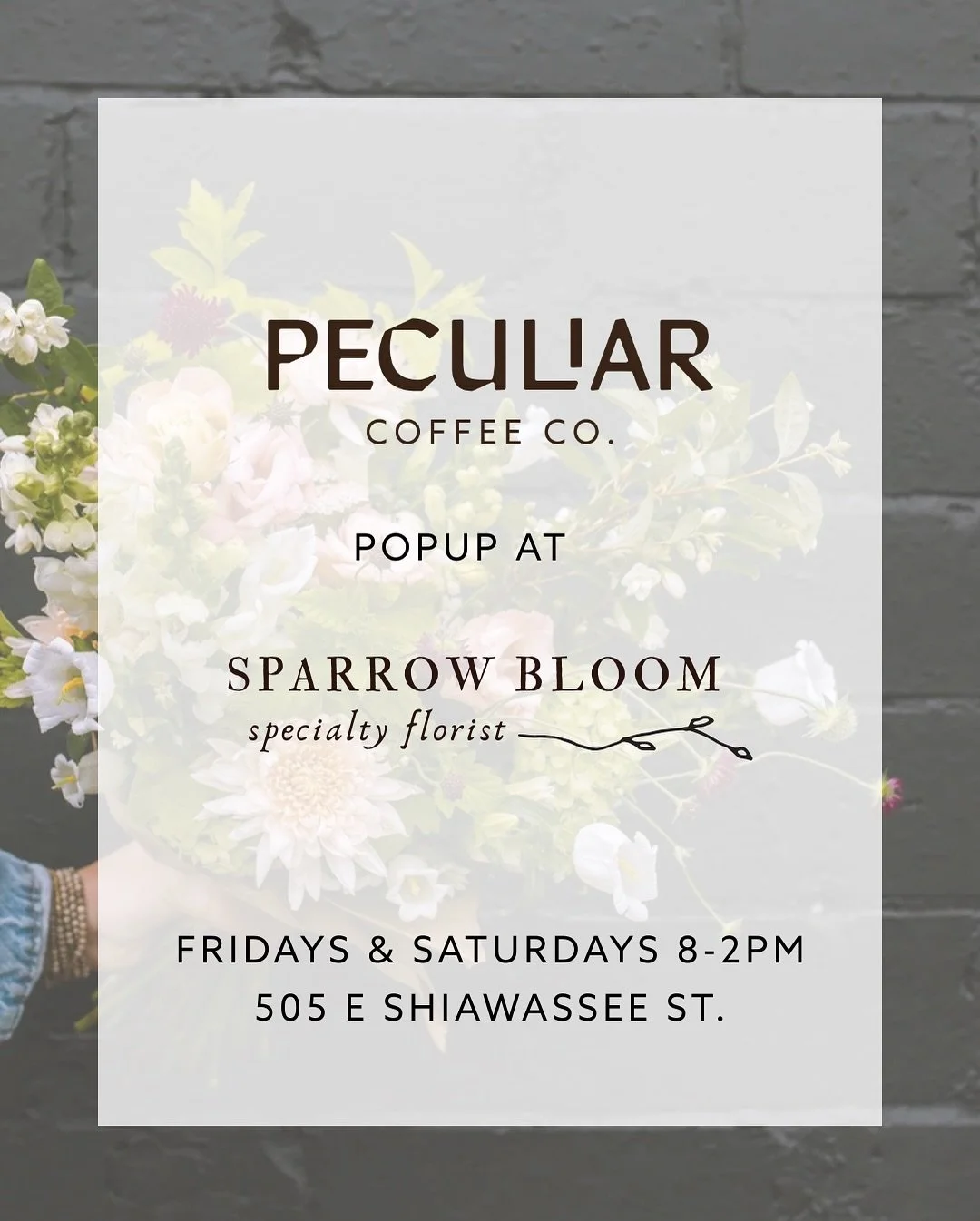 EXCITING news! 

We&rsquo;re partnering with Sparrow Bloom on Fridays and Saturdays starting on Small Business Saturday (11/29)! Now you can grab a drink from us, hang out/work/study in their beautiful space, and pick up a few goodies on your way out