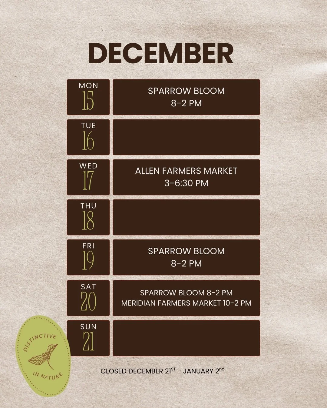 the weather outside might be frightful, but tracking down your favorite coffee cart doesn&rsquo;t need to be! ❄️ 

here are our pop-up dates as of right now! 

#peculiarcoffeeco #coffeecart #mobilecoffeecart #espressocatering #lansingcoffee #michigan