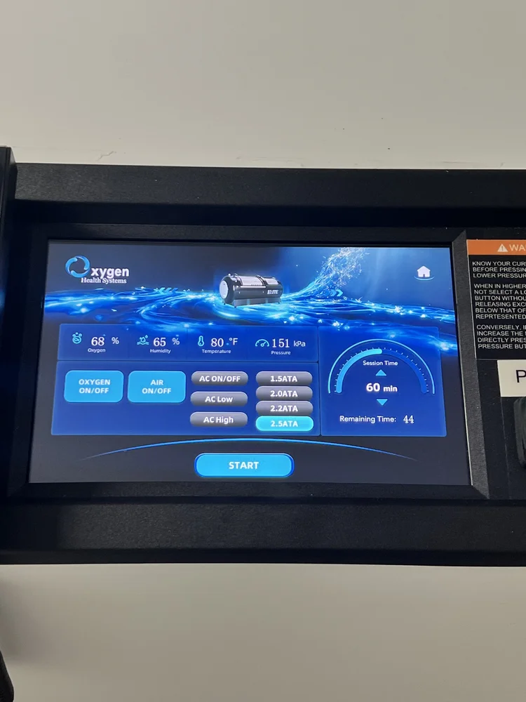Hyperbaric chamber control screen