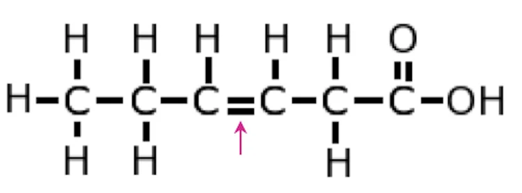 Molecular structure diagram of a monounsaturated fat