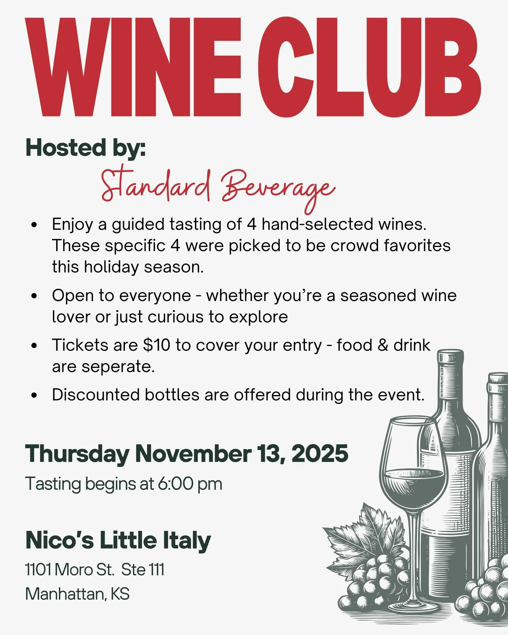 Happpening this Thursday at Little Nico's 🍷