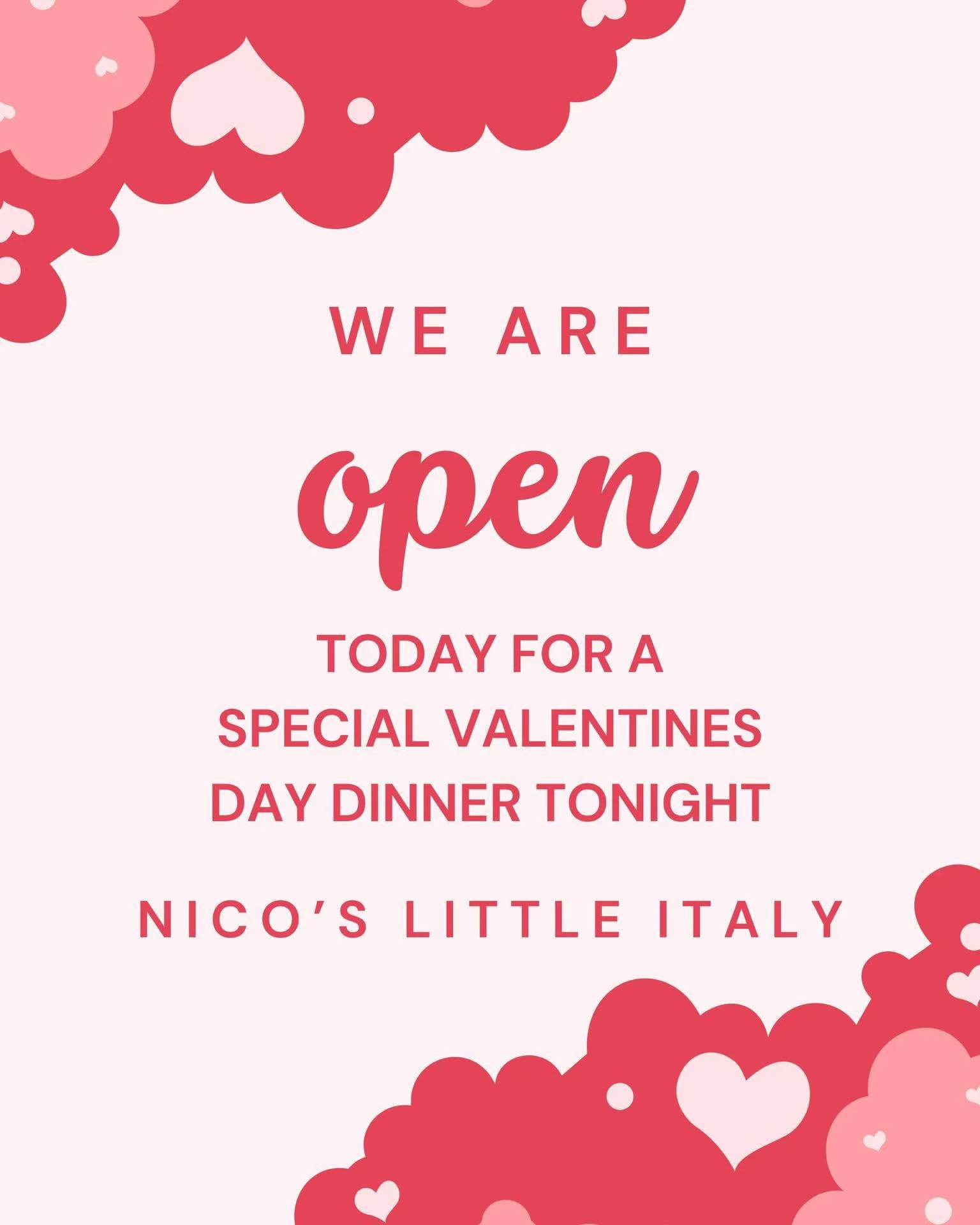 We are open for dinner tonight! You may also place to go or delivery orders. Give us a call 785-775-1101.