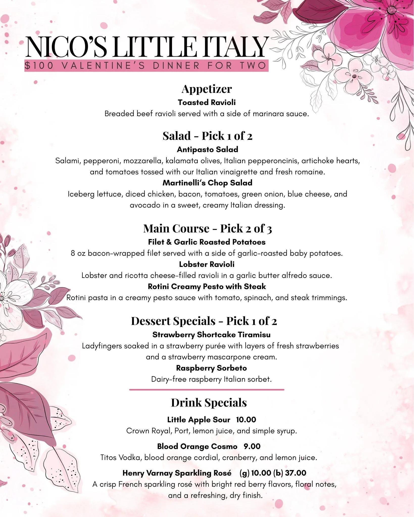 Valentine&rsquo;s Day is right around the corner! ❤️
Here is our special menu for Friday &amp; Saturday. We&rsquo;re hoping to run it on Sunday as well, but we&rsquo;ll make that final call on Saturday. Our regular menu will also be available.

We ca