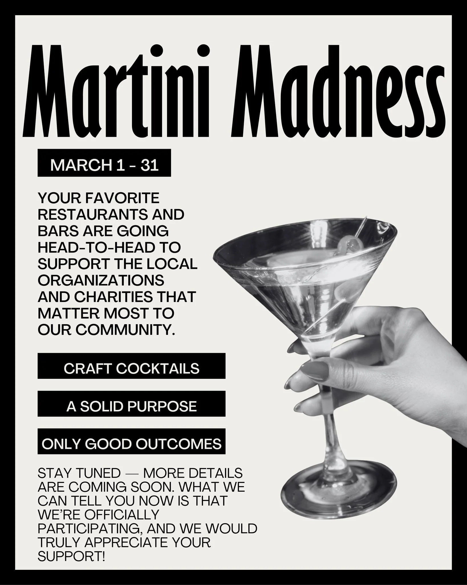 🍸✨ MARTINI MADNESS IS ALMOST HERE ✨🍸

Manhattan, it&rsquo;s time to rally.

Martini Madness is bringing together some of our favorite local restaurants and bars for a friendly, high-energy cocktail competition &mdash; all in the name of creativity,