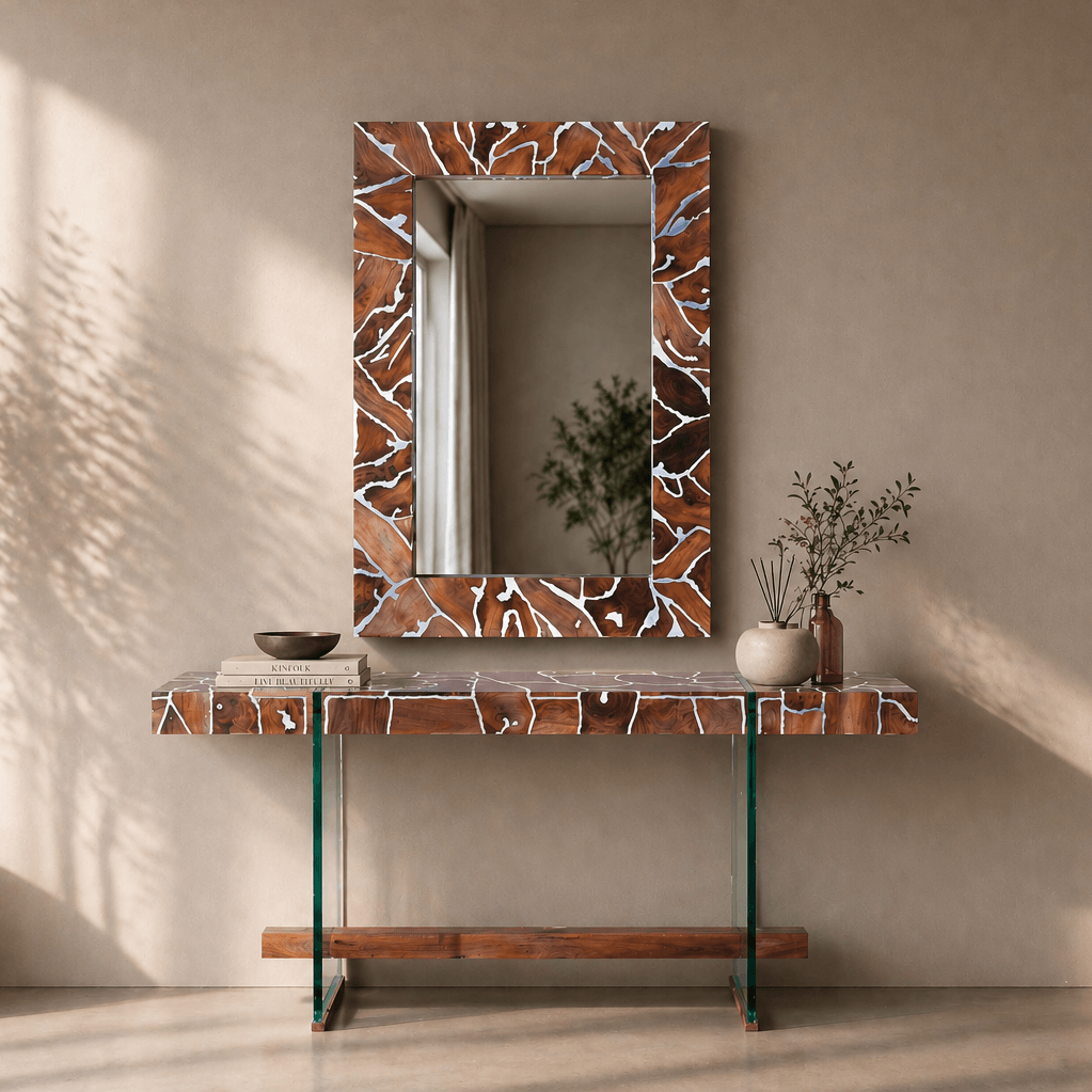 Kintsugi Side Table & Kintsugi Mirror